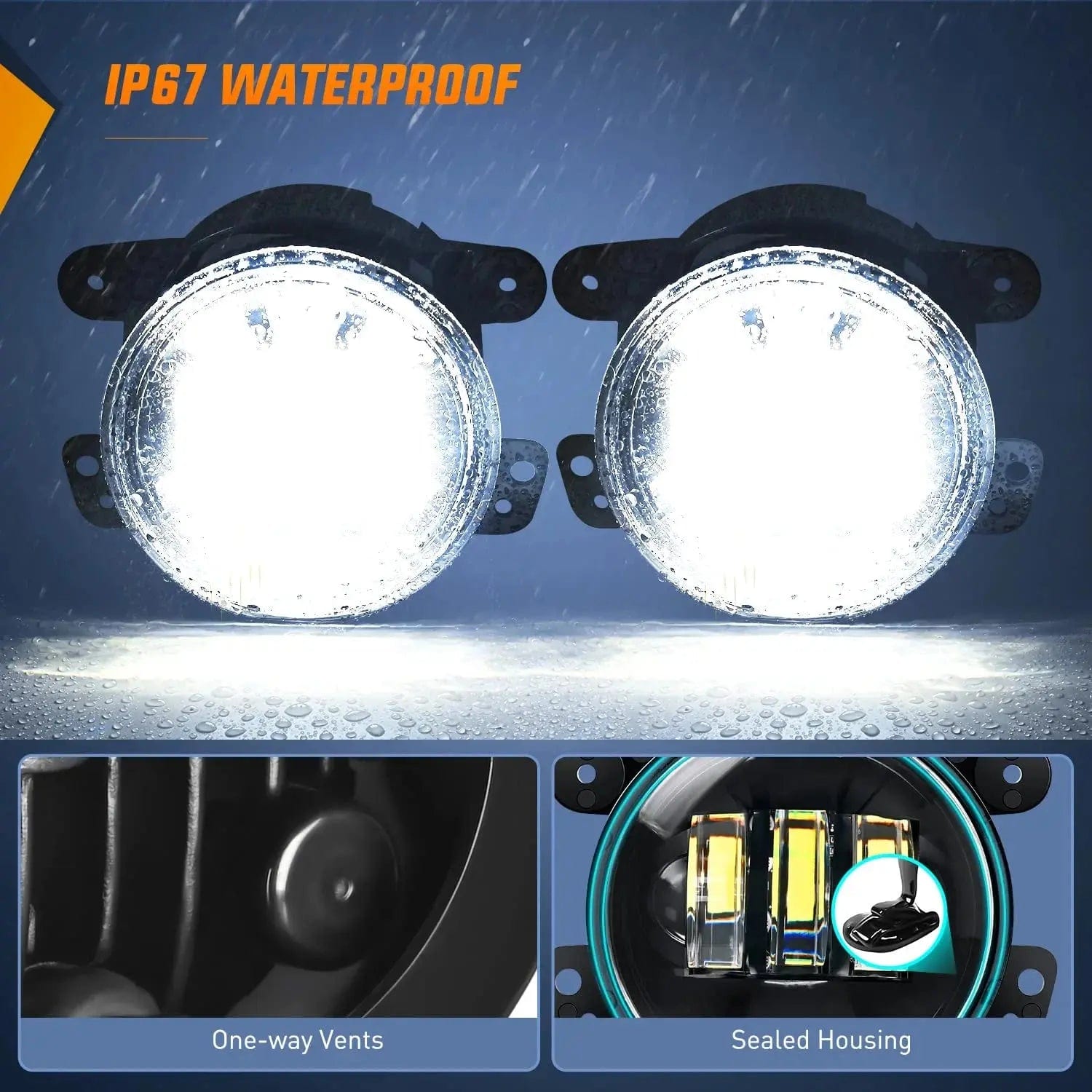 Jeep Wrangler JK Unlimited JKU White Fog Light Assembly Replacement for 2007-2018 Models - Perfect for Off-Roading & Night Driving