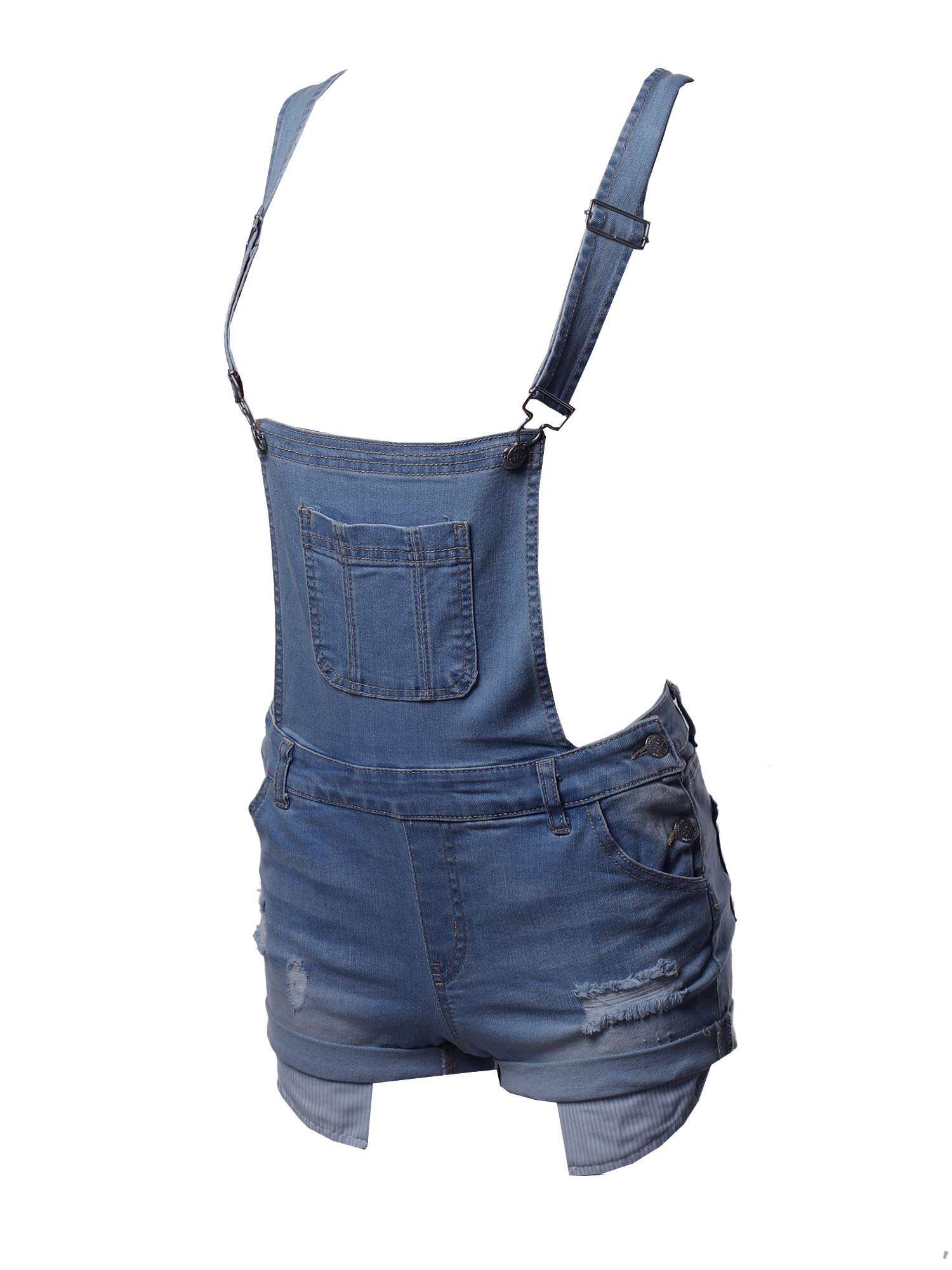 Emma Women's Casual Printed Denim Short Overalls with Pocket Lining & Rolled Cuff | Summer Outfits, Beach Wear, Street Style Fashion