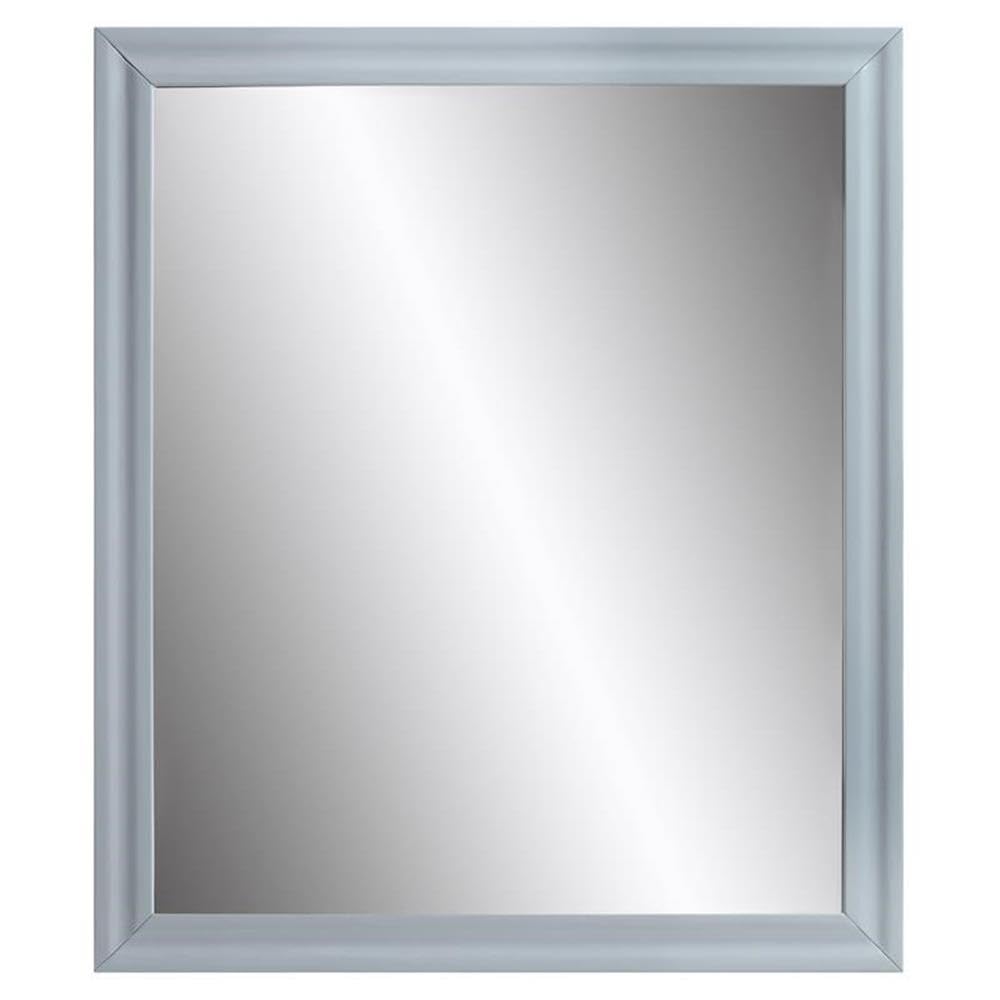 Acme Gaines Rectangle Wooden Frame Mirror - Gray High Gloss Finish - Modern Home Decor for Bedroom, Bathroom & Entryway