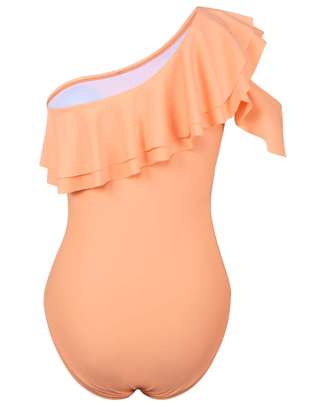 Hilor Women's One Shoulder Asymmetric One Piece Swimsuit with Ruffles - Sexy Bathing Suit for Beach, Pool Party & Summer Vacation