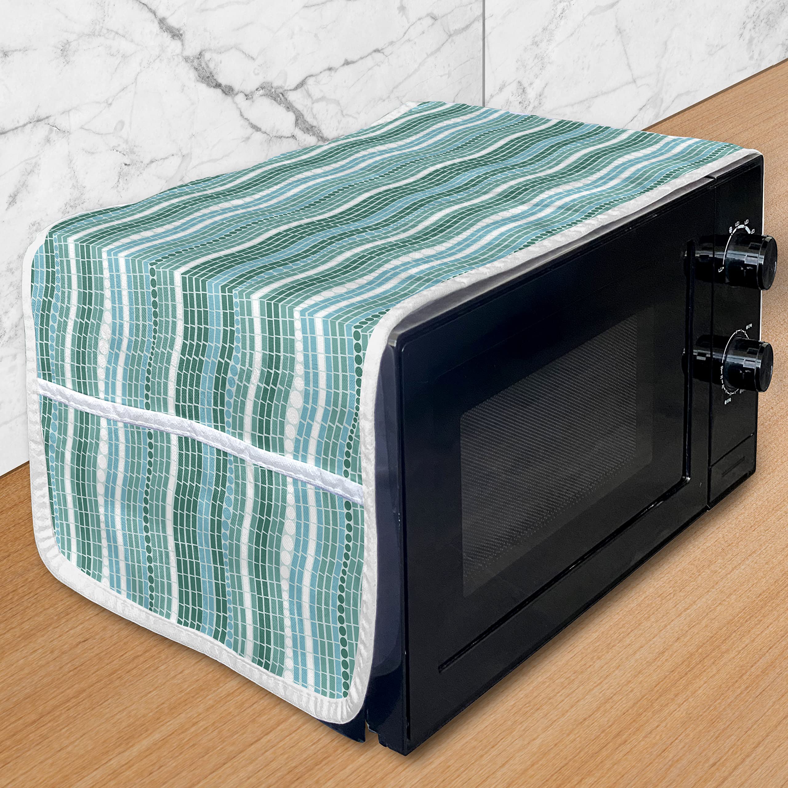 Ambesonne Mosaic Microwave Oven Cover - Waterproof Kitchen Organizer with Pockets, 36
