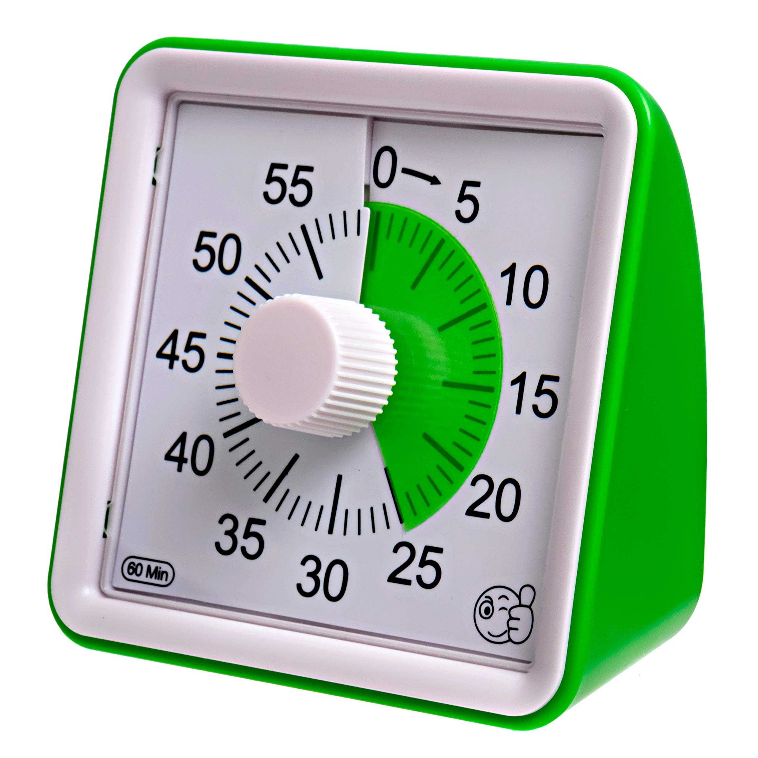 60-Minute Visual Analog Timer - Silent Countdown Clock for Classroom, Kids with Autism, Kitchen & Office Use - No Loud Ticking, Adjustable 3-60 Sec Alarm, Green - Perfect for Time Management, Cooking, Study & Therapy Sessions