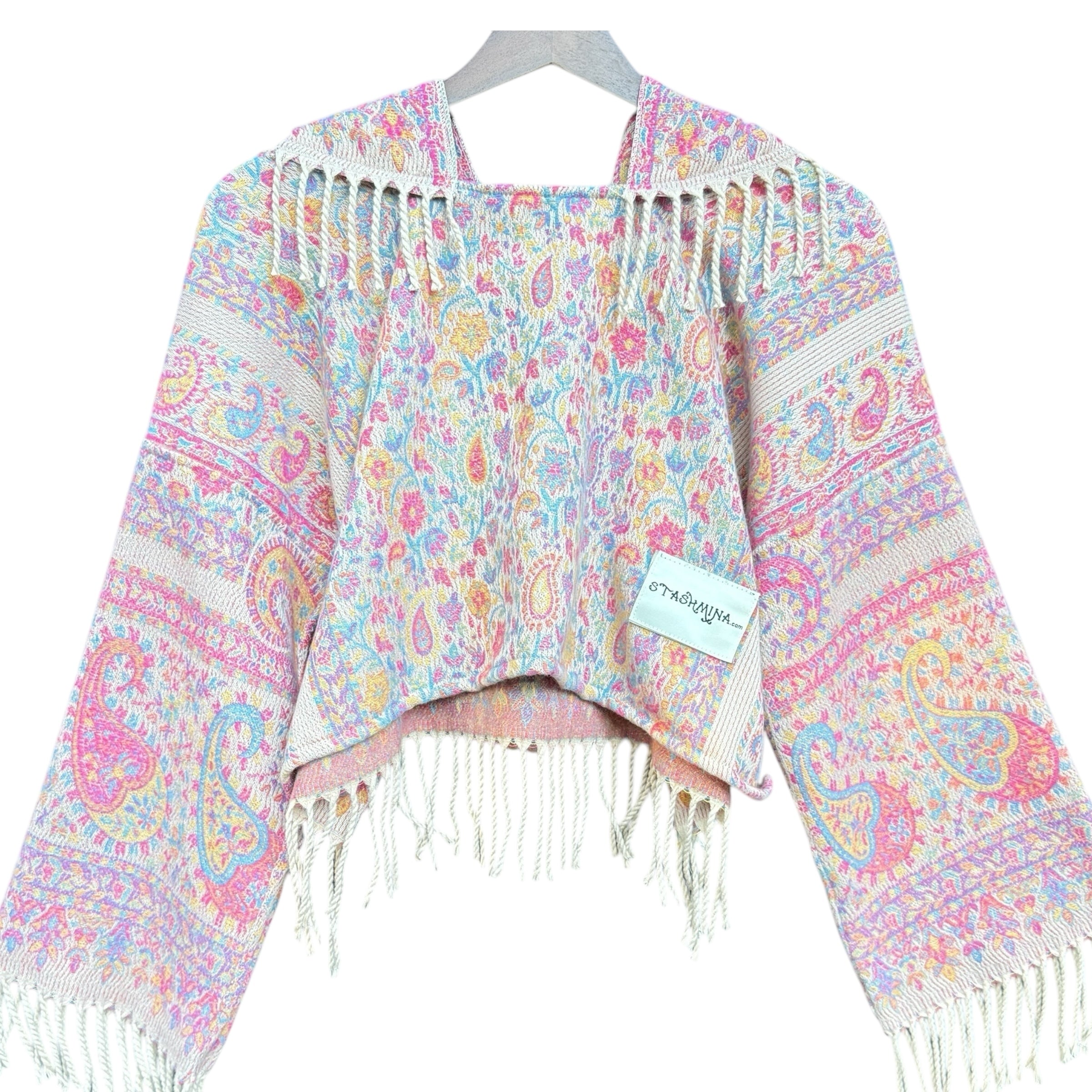 Soft Plush Pashmina Long Sleeve Crop Top - Cozy Winter Fashion for Women | Perfect for Snowy Forest Adventures & Casual Outings