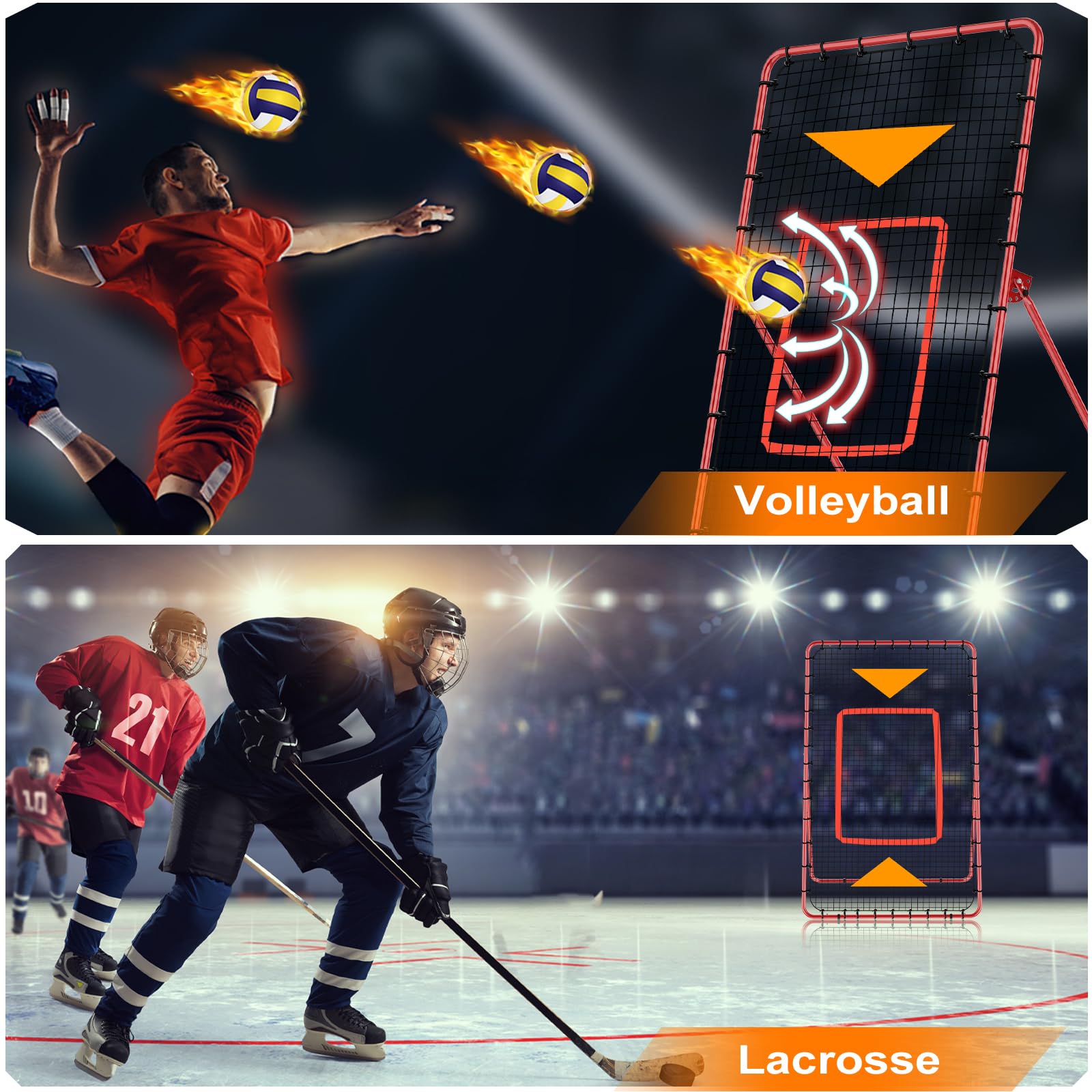 3-in-1 Adjustable Pitch Back Rebounder Net - 7x4 FT Multi-Sport Training Tool for Volleyball, Softball, Lacrosse, Soccer & Baseball | Perfect for Backyard Practice, Team Drills & Solo Training | Great Sports Gift for Athletes & Coaches