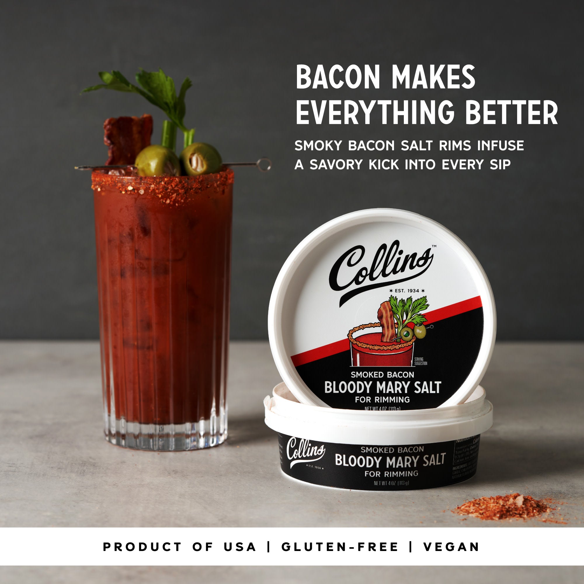 Premium Smoked Bacon Bloody Mary Salt - Gourmet Seasoning for Cocktails, Bloody Mary Mix & Cooking - Perfect for Home Bars, Brunch & BBQ Parties
