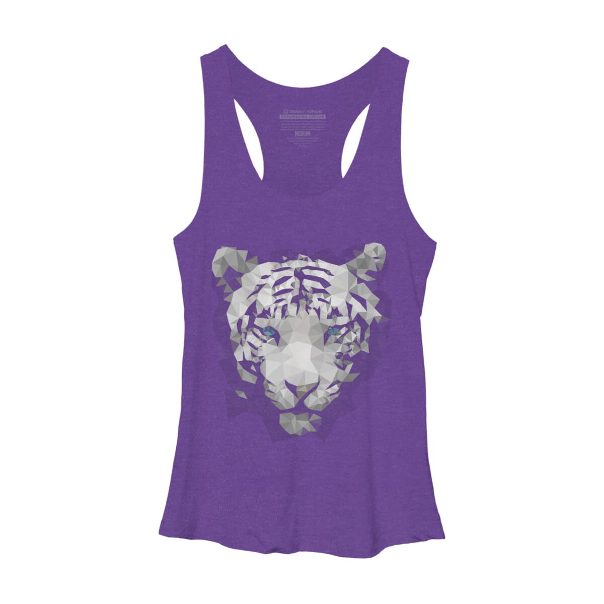 Women's White Tiger Graphic Racerback Tank Top by Design By Humans | Soft & Comfortable Workout & Casual Wear