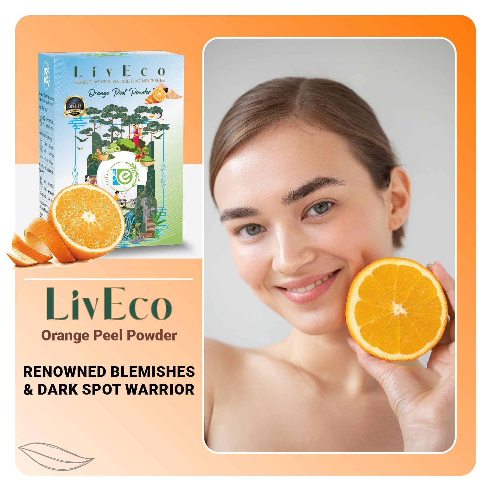 Organic Orange Peel Powder for Face Mask - Natural DIY Herbal Skin Brightening & Tan Removal Pack (150g) - Chemical-Free, Preservative-Free - Perfect for Glowing Skin & Acne Treatment at Home