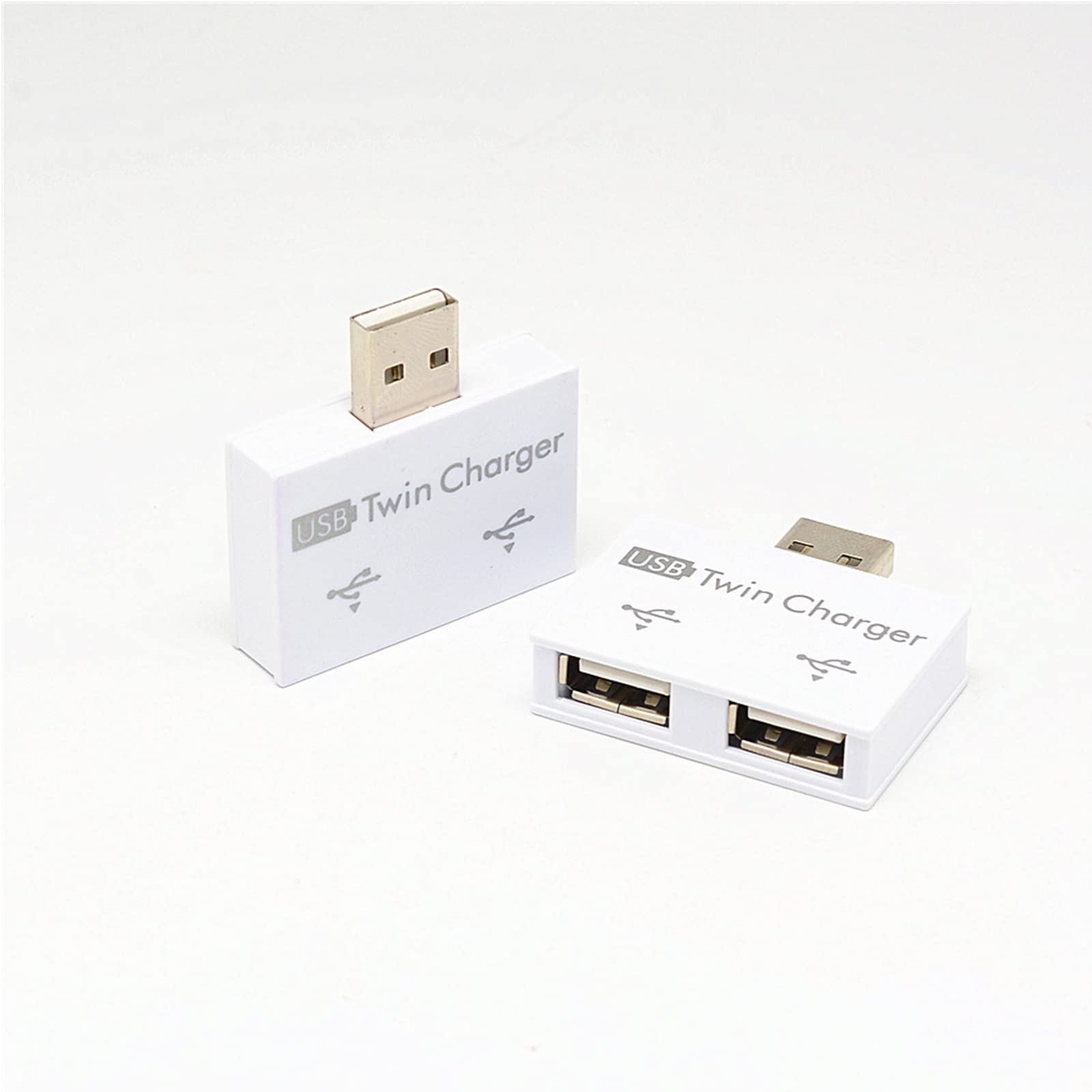 2-Port USB Hub Splitter - Mini USB Charging Adapter for Surface Pro, MacBook, Laptop, PC | Fast Data Transfer & Dual Charging | Perfect for Office, Travel & Home Use (White)