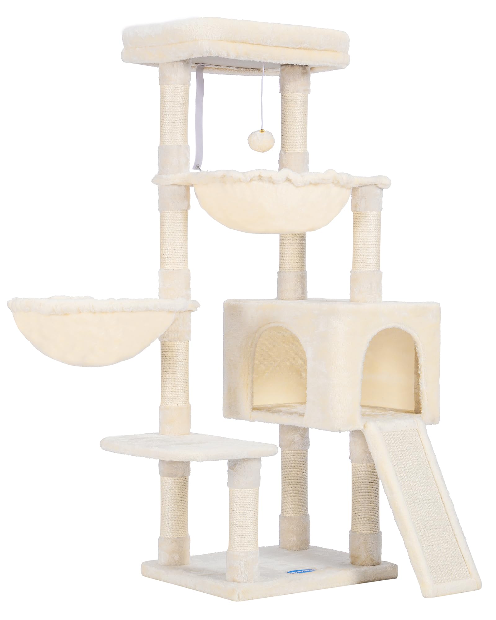 Hey-brother Large Cat Tree for Indoor Cats - Multi-Level Cat Tower with Cozy Condo, Plush Bed, Hammocks & Sisal Scratching Posts - Sturdy Cat Furniture for Play, Rest & Scratching (Beige, MPJ006-MM) - Perfect for Small Spaces, Apartments & Multi-Cat Homes