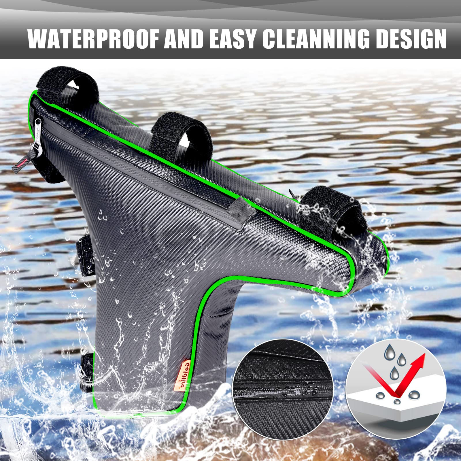 KRX 1000 Storage Bag 2 Pack - Durable Triangle Truss Tool Pouch for UTV Side Cage & Roll Bar | Compatible with Kawasaki Teryx KRX 1000 (2020-2023 Models) | Easy Installation Gear Bag with Green Piping | Perfect for Off-Road Adventures, Hunting & Farm Equipment Storage
