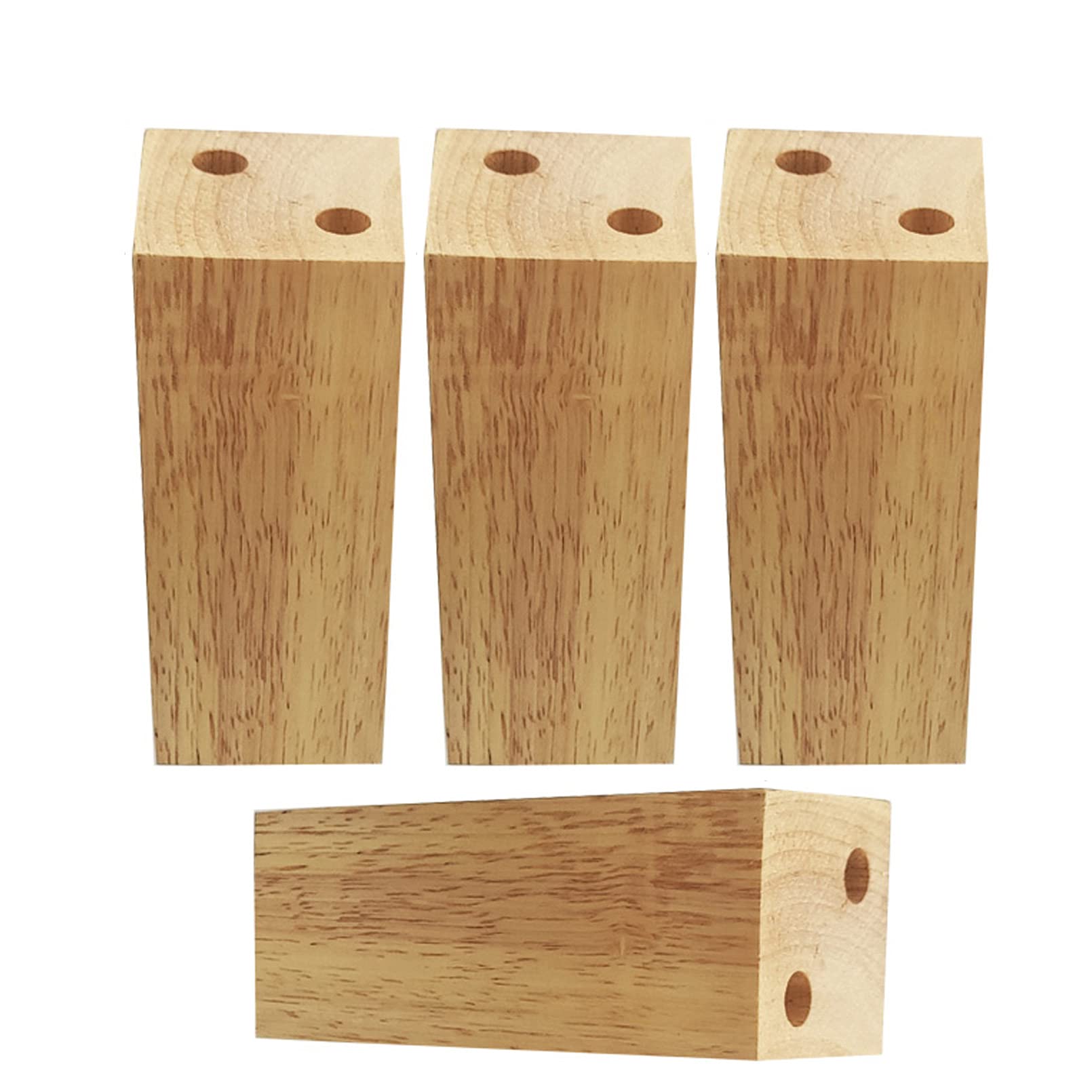 Solid Wood Furniture Legs - 8cm Square Sofa Legs for DIY, Replacement Feet for Armchair, Recliner, Dresser & Coffee Table (Set of 4, Wood Color) - Perfect for Home Decor & Furniture Upgrades