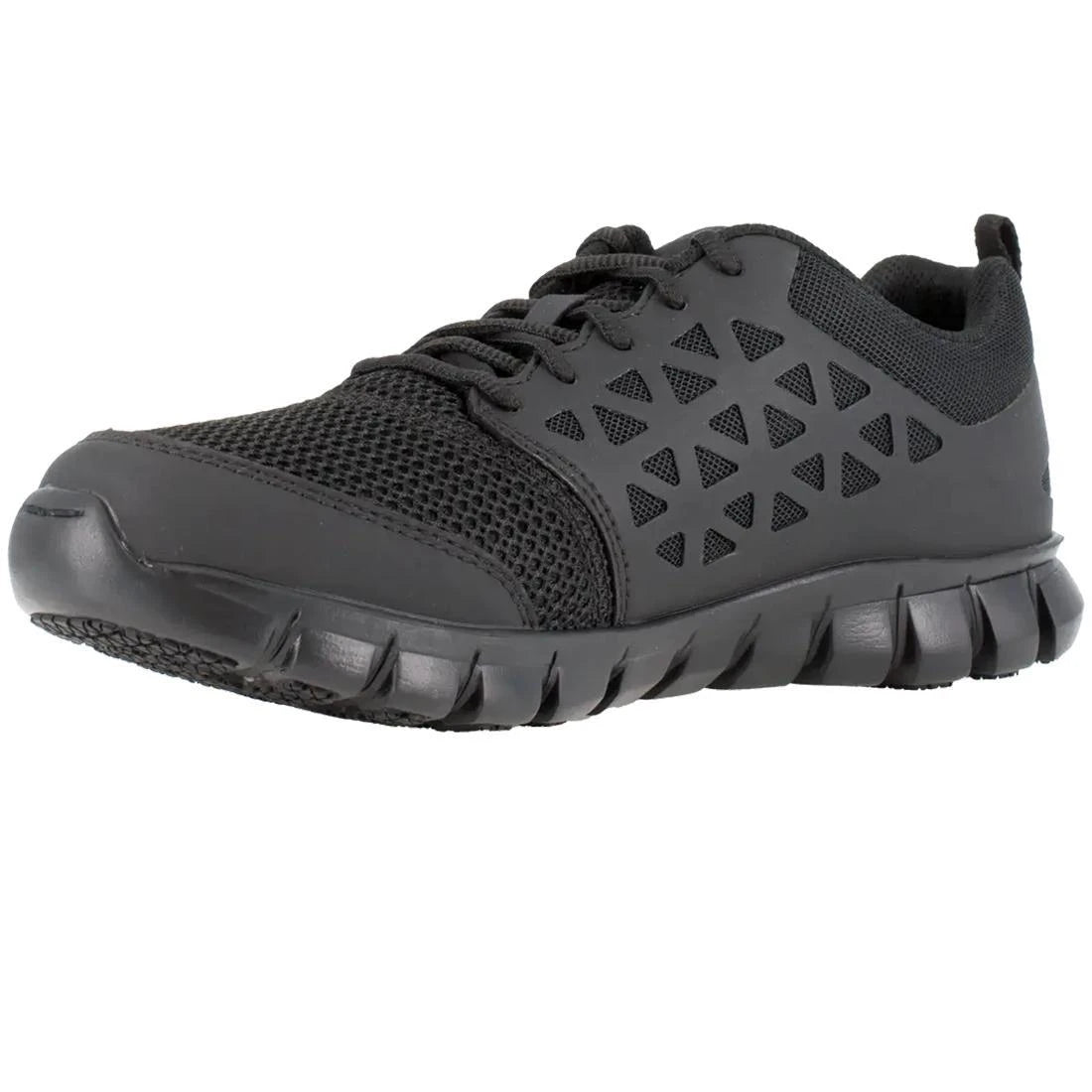 Sublite Cushion Soft Toe Athletic Work Shoes for Men Women - Black Non-Slip Comfortable Sneakers for Running, Walking & Light Duty Jobs