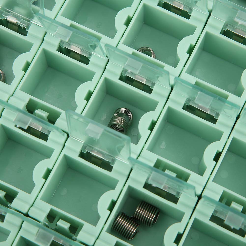 50-Piece Green IC Component Organizer Set - SMD Electronic Storage Tool Box Kit for DIY Electronics, PCB Repair & Small Parts Organization