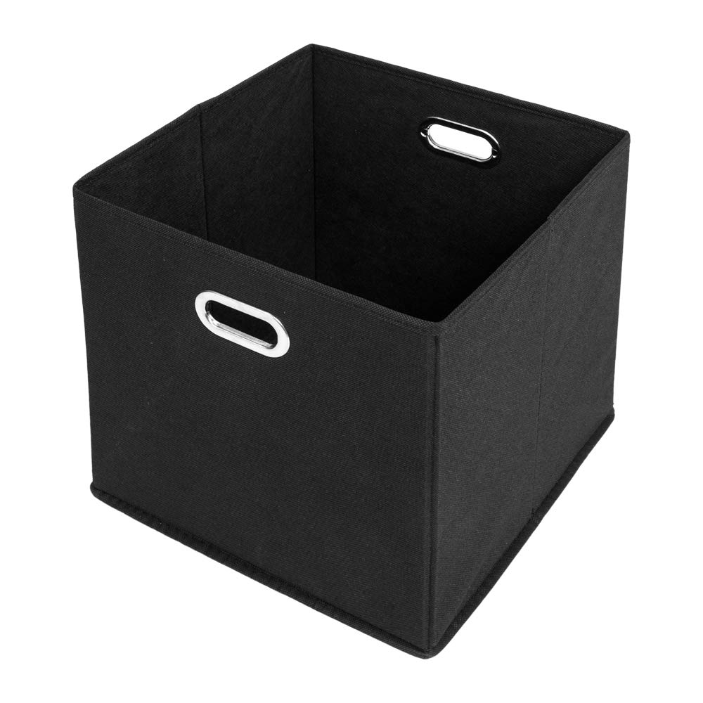 Foldable Fabric Storage Bins Set of 6 - Black Cubby Organizer Bins with Handles for Closet, Nursery, Office & Home Organization (Multi-Purpose Storage Solution)