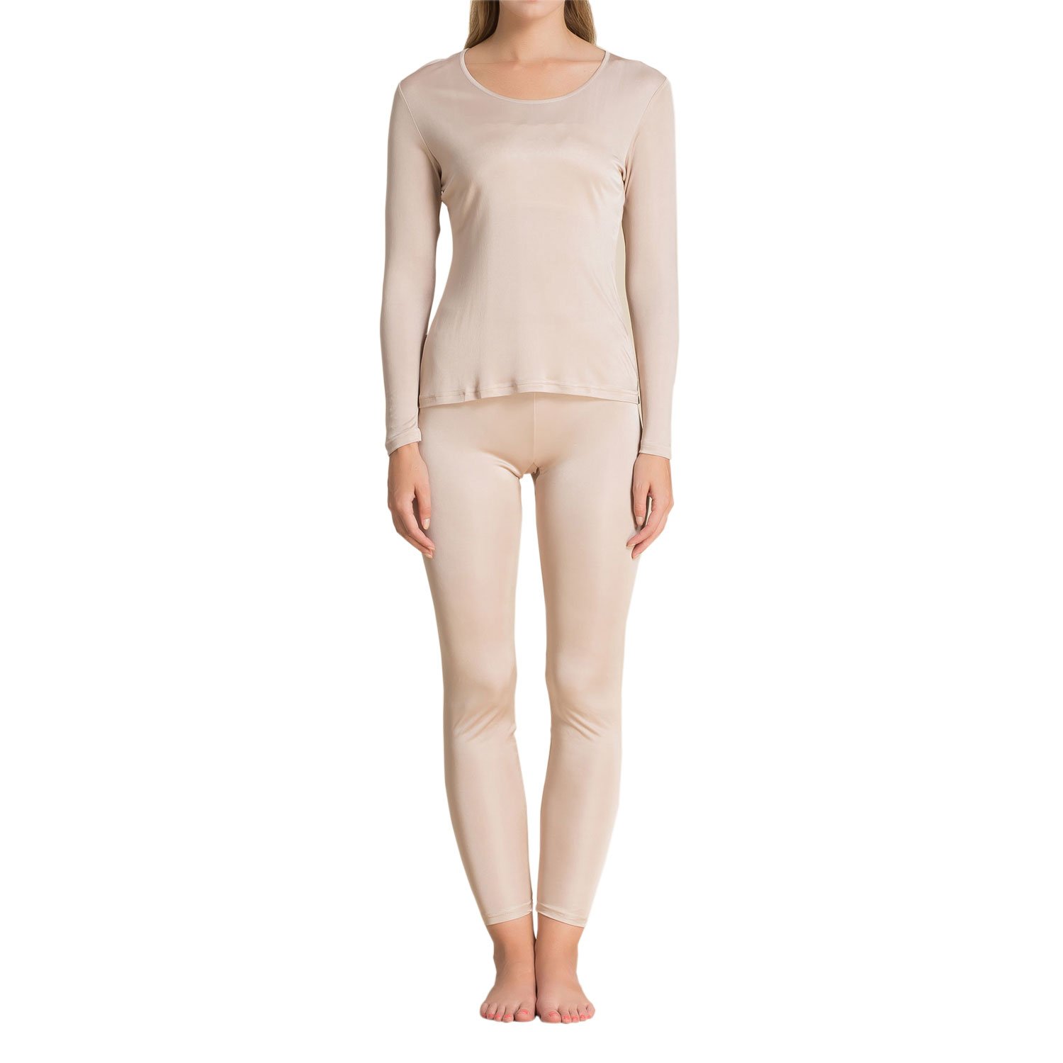 Pure Silk Thermal Underwear Set for Women - Soft & Warm Silk Knit Long Johns - Perfect for Winter, Layering & Cold Weather Comfort