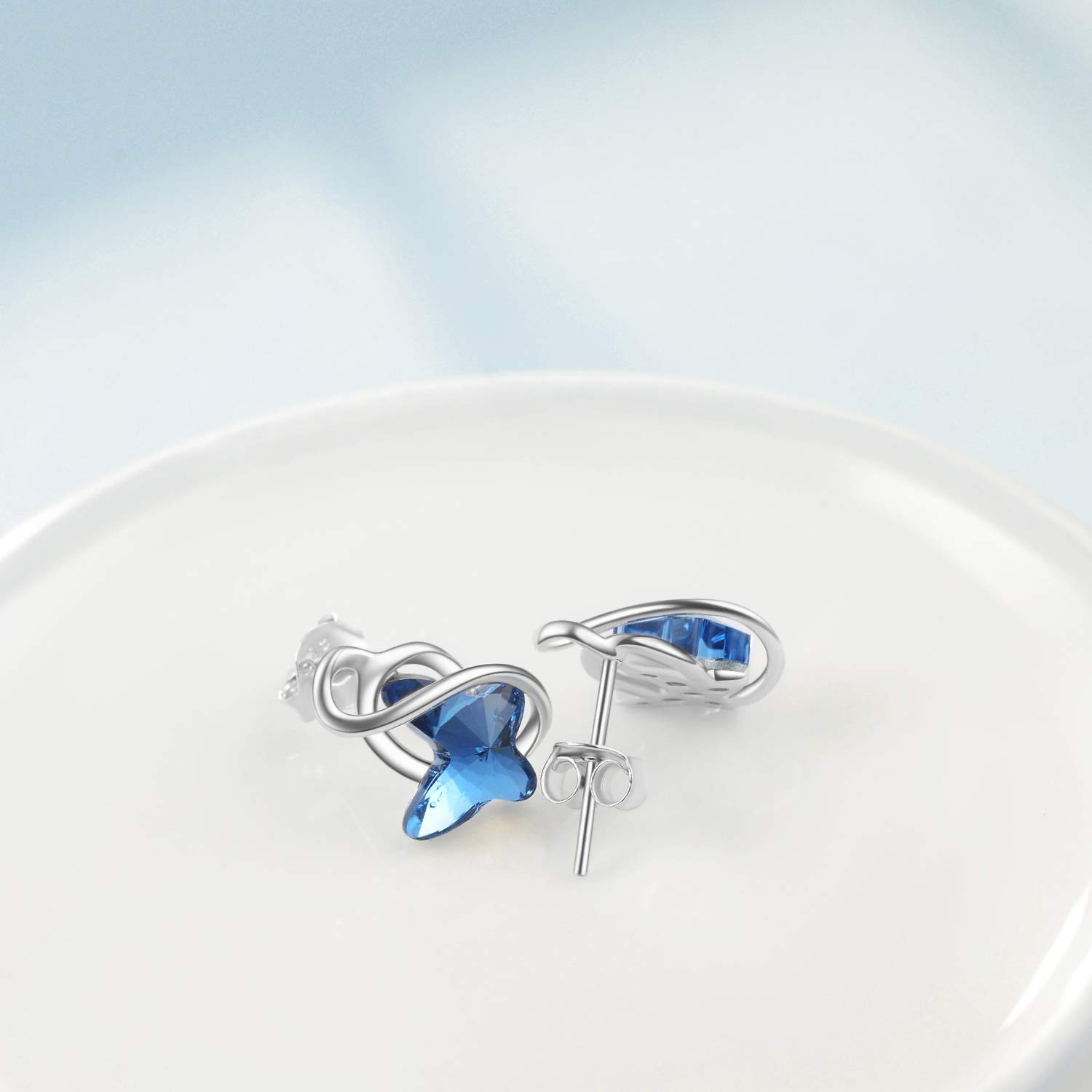 Hypoallergenic Sterling Silver Infinity Butterfly Stud Earrings with Austrian Crystals - Elegant Jewelry Gift for Women, Perfect for Anniversaries, Birthdays & Everyday Wear