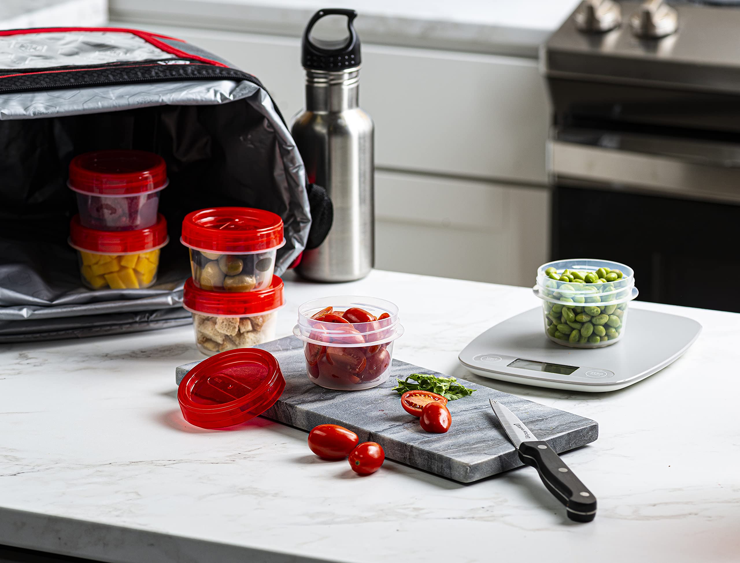 4 Ounce (10 Pack) Clear Bottom Red Top Twist Cap Containers - Reusable Food Storage & Freezer Safe - Perfect for Meal Prep, Spices, and Leftovers