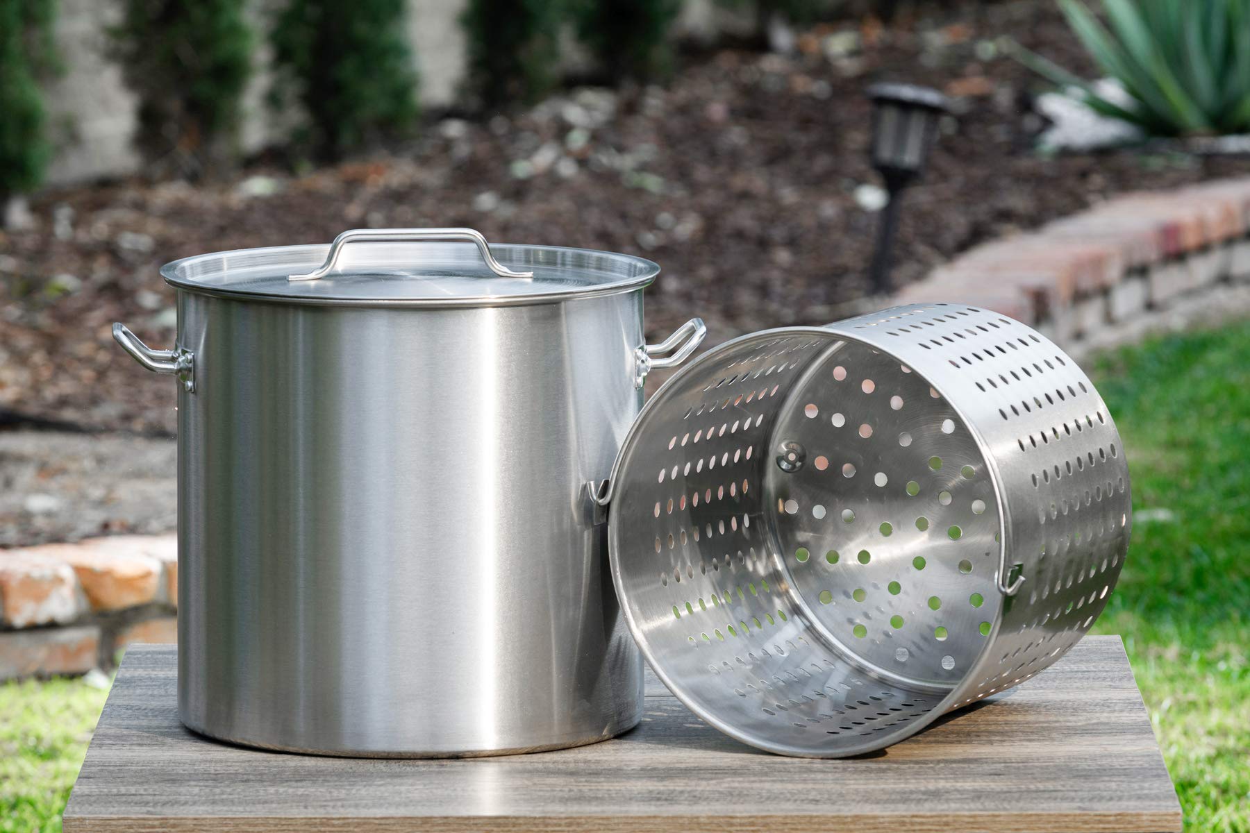 **Barton 53Qt Stainless Steel Stock Pot with Strainer Basket - Commercial Grade 304 for Turkey Deep Frying, Crawfish & Clam Steaming - Perfect for Catering, Restaurants & Outdoor Cooking**