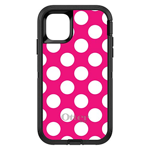 White & Hot Pink Polka Dots On Black Case
