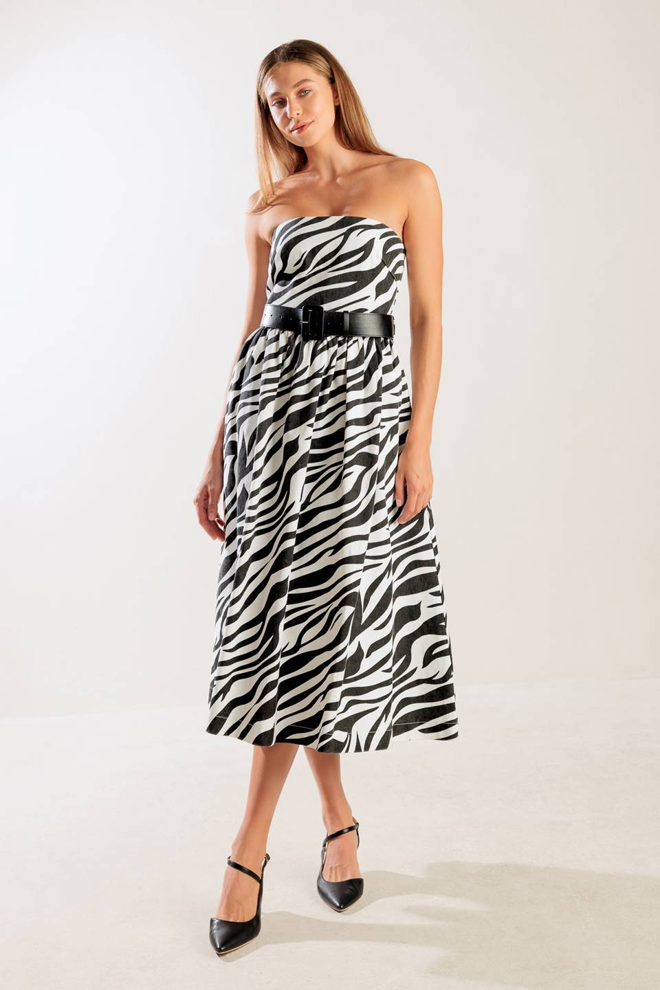 Stylish Zebra Print Midi Dress - Trendy Animal Print Fashion for Women | Perfect for Parties, Dates & Casual Outings