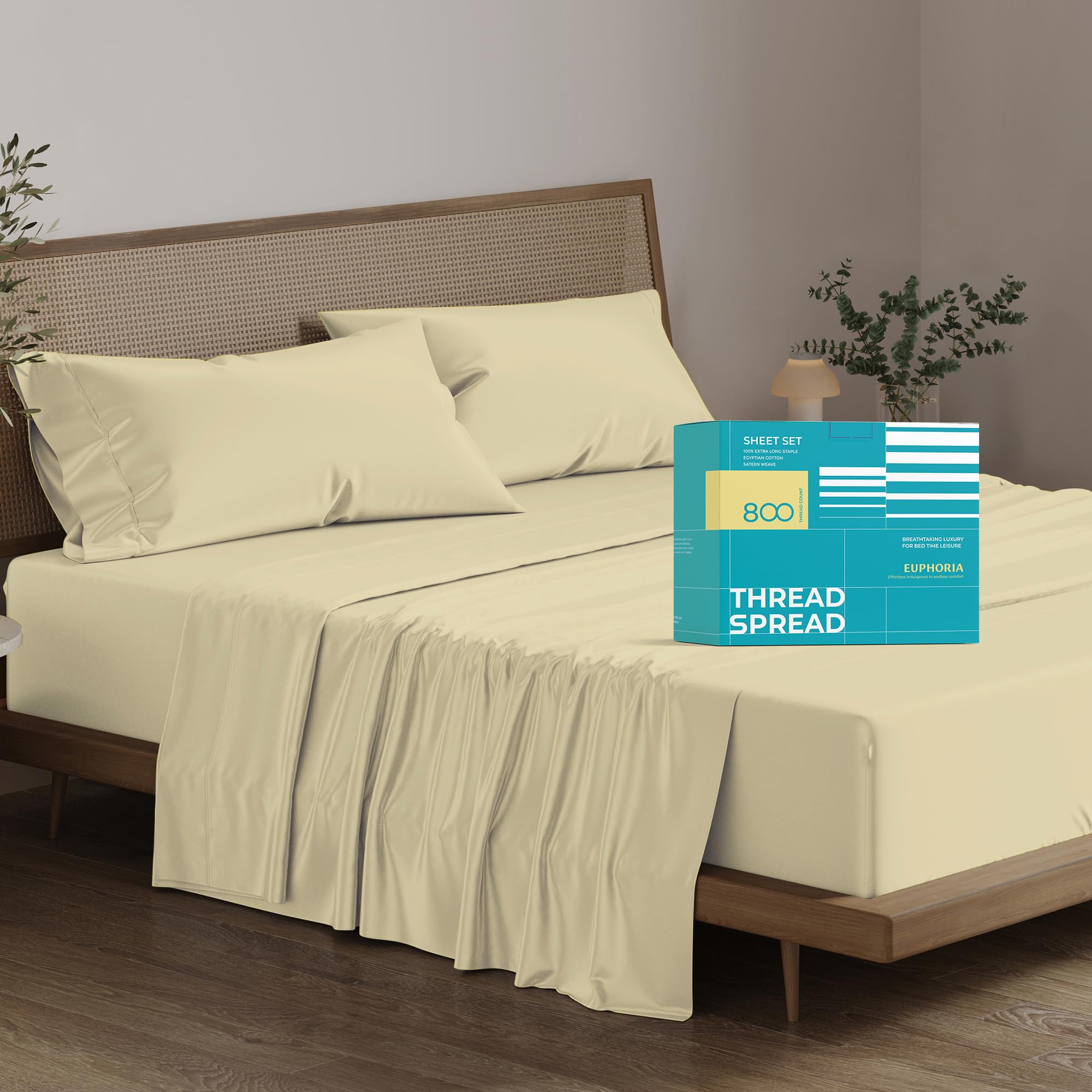 Premium 100% Egyptian Cotton Sheets Full Size - 800 Thread Count 4-Piece Set with Deep Pockets | Silky Soft Cooling Sateen Weave | Luxury Hotel Quality Bedding | Fits Mattress Up to 18