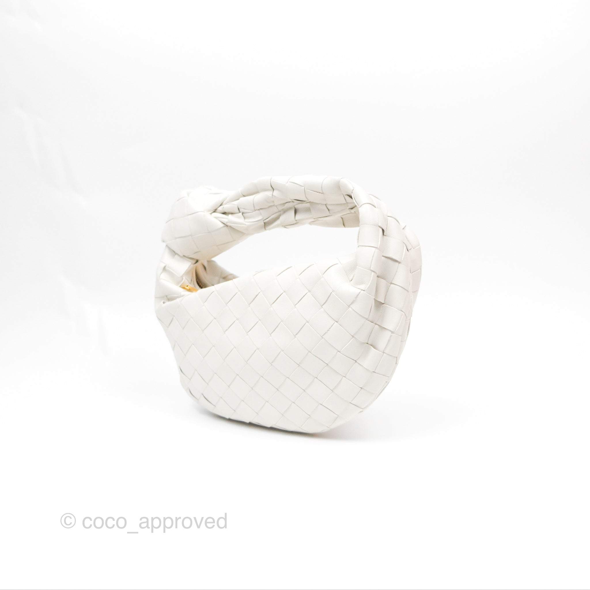 Bottega Veneta Mini Jodie Bag in White Lambskin Leather - Luxury Crossbody Purse for Women, Perfect for Date Night & Evening Events