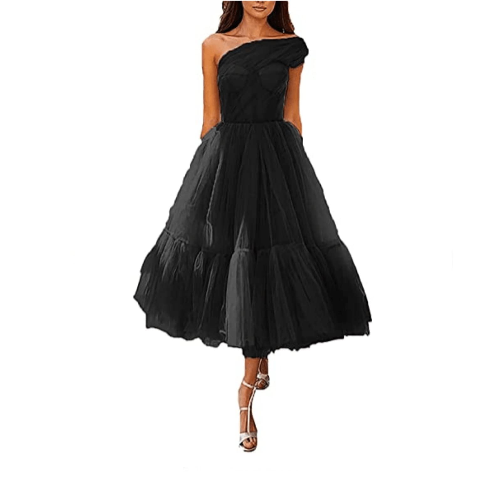 Elegant One Shoulder Tulle Prom Dress for Women - Sexy Formal Evening Gown, Cocktail Party Dress, Wedding Guest & Photoshoot Attire | Perfect for Homecoming, Bridesmaid, Quinceañera & Special Occasions