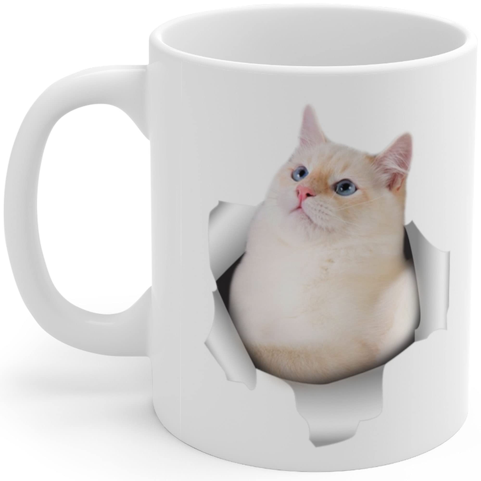 Siamese Cat Red Point Coffee Mug - 11oz White Ceramic Cup with Funny Design, Perfect Gift for Cat Lovers & Women - Christmas 2024 Present, Ideal for Home, Office & Coffee Breaks