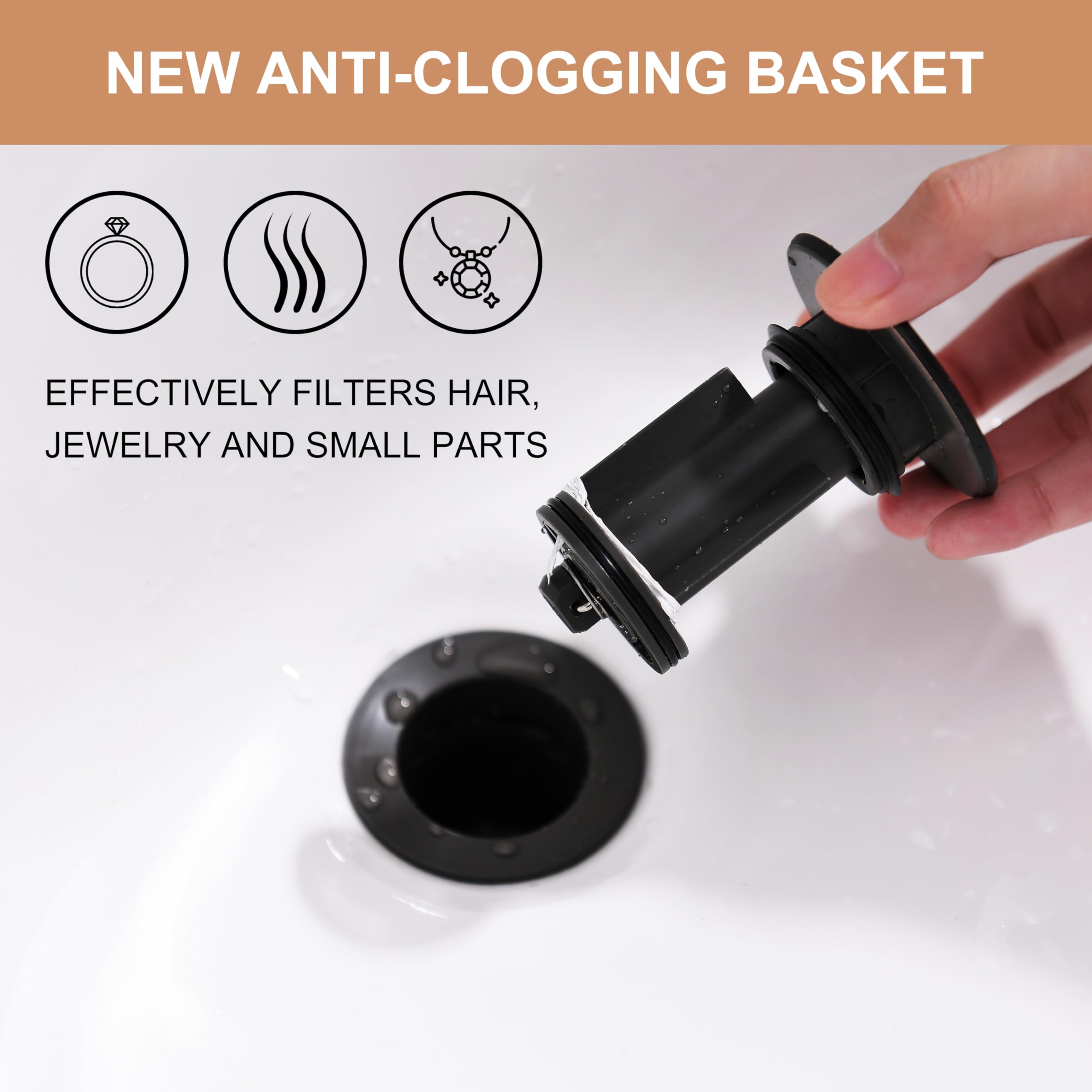 Kenes Oil Rubbed Bronze Bathroom Vessel Sink Drain - Pop-Up Drain Stopper Without Overflow, Anti-Clog Drain Assembly for Vanity Faucets - Perfect for Modern Bathroom & Powder Room Upgrades