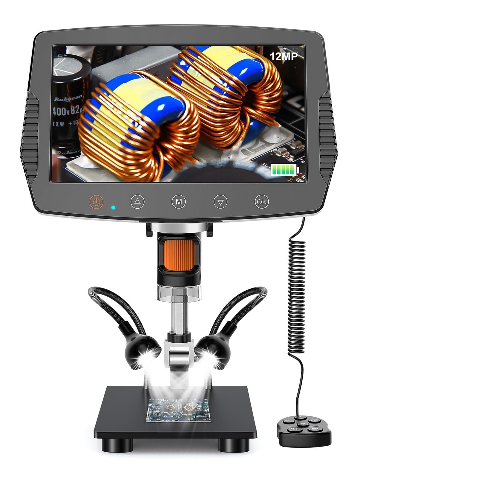 9 Inch LCD Digital Microscope 1500X Magnification with 12MP HD Camera - Wired Control Soldering & Repair Tool with LED Lights & 32GB TF Card - Perfect for Coin Collecting, Jewelry Inspection & Electronics Repair