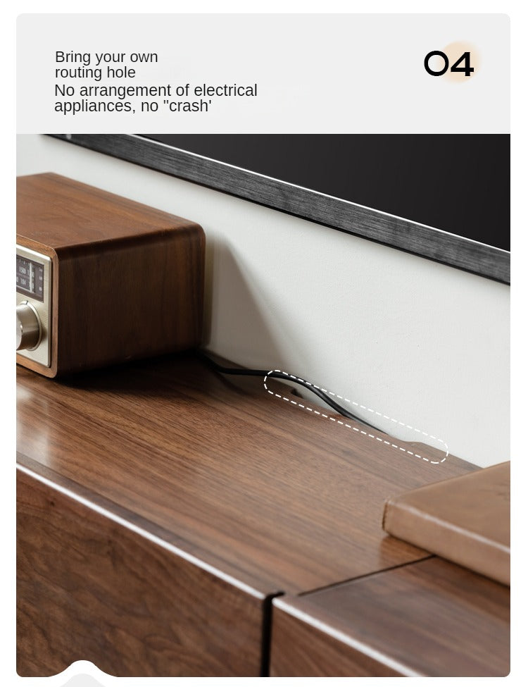 Black Walnut Solid Wood Floating TV Stand - Wall Mounted Entertainment Center for Living Room, Bedroom & Home Theater