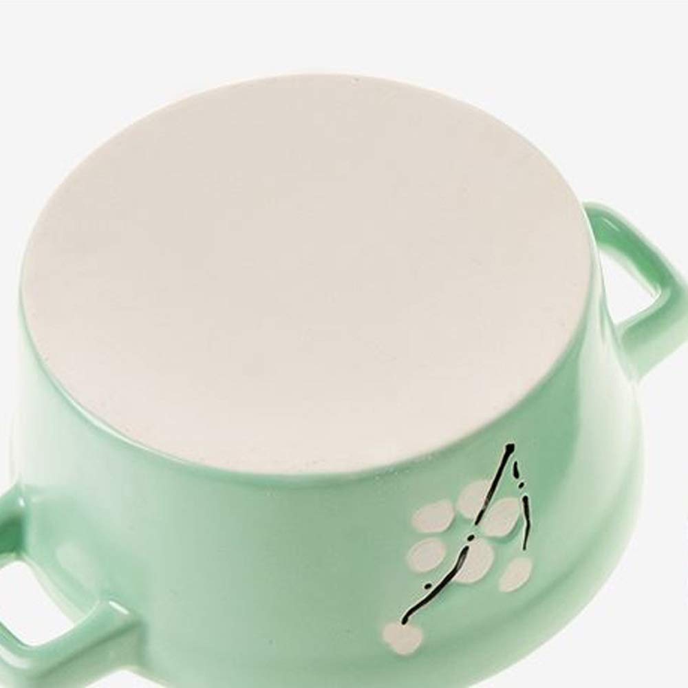 YTTZZ Mini Ceramic Casserole Soup Pot with Handle - 1.5QT Ceramic Cookware for Cooking, Stewing & Baking - Oven & Stovetop Safe Milk Egg Stew Pan - Printed Kitchen Cookware (Color B) - Perfect for Soups, Stews, Milk Heating & Small Batch Cooking