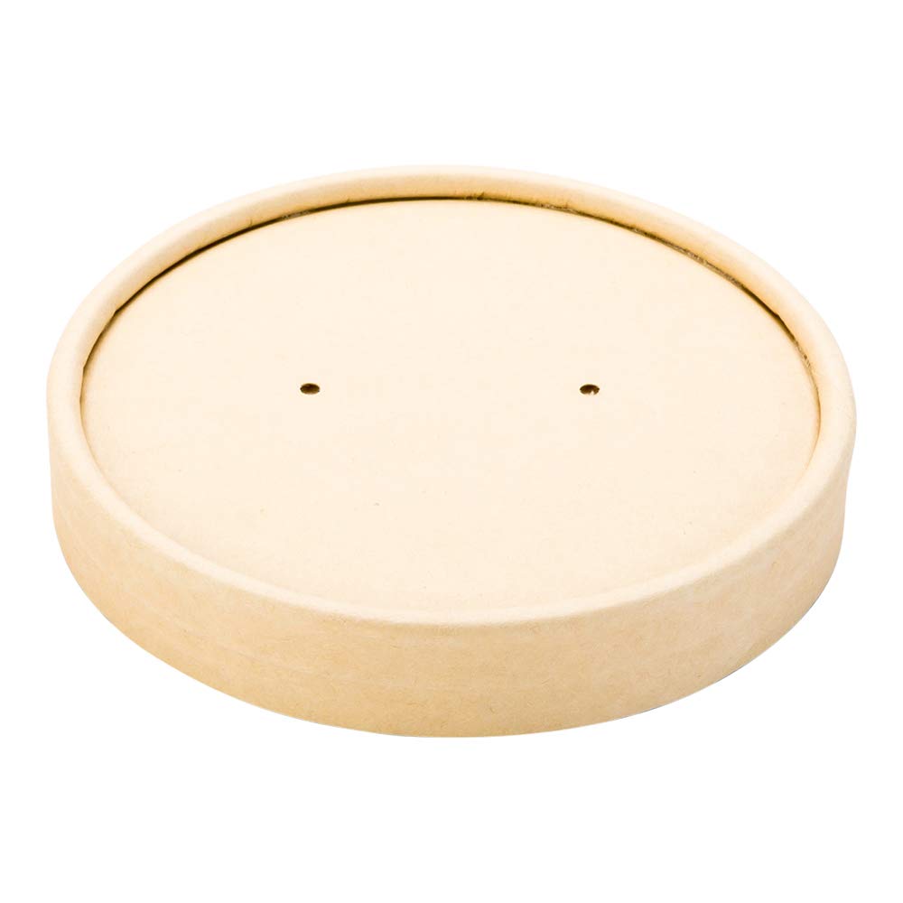 Restaurantware Bio Tek Vented Lids for 8/12 oz Soup Containers - 200 Pack | Microwave-Safe Bamboo Paper Lids for Hot & Cold Foods | Compatible with Paper Soup Cups (Sold Separately) | Perfect for Takeout, Catering & Food Service Businesses