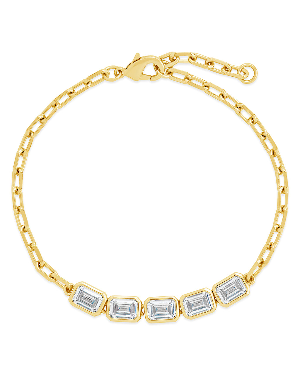 Nyssa Bezel CZ Station Bracelet for Women - Elegant Cubic Zirconia Tennis Bracelet, Dainty Gold Plated Chain Jewelry - Perfect for Parties, Weddings & Everyday Wear
