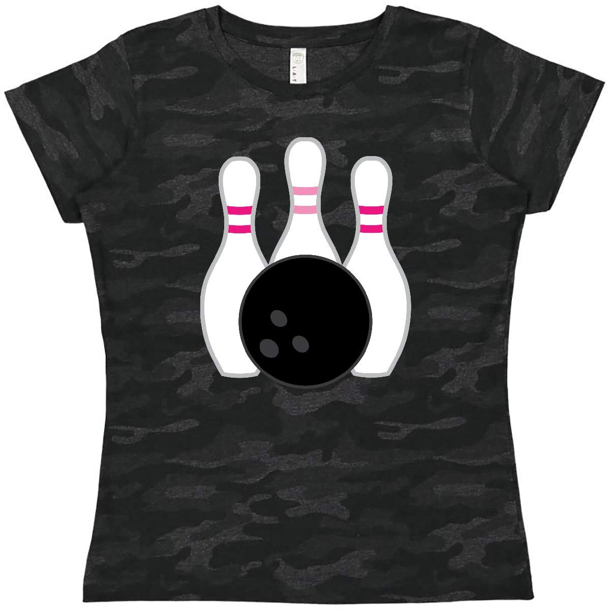 Inktastic Bowling Pins (Pink) Women's T-Shirt - Soft Cotton Casual Tee for Bowling Enthusiasts & Sports Lovers - Perfect for Bowling Leagues, Parties & Everyday Wear