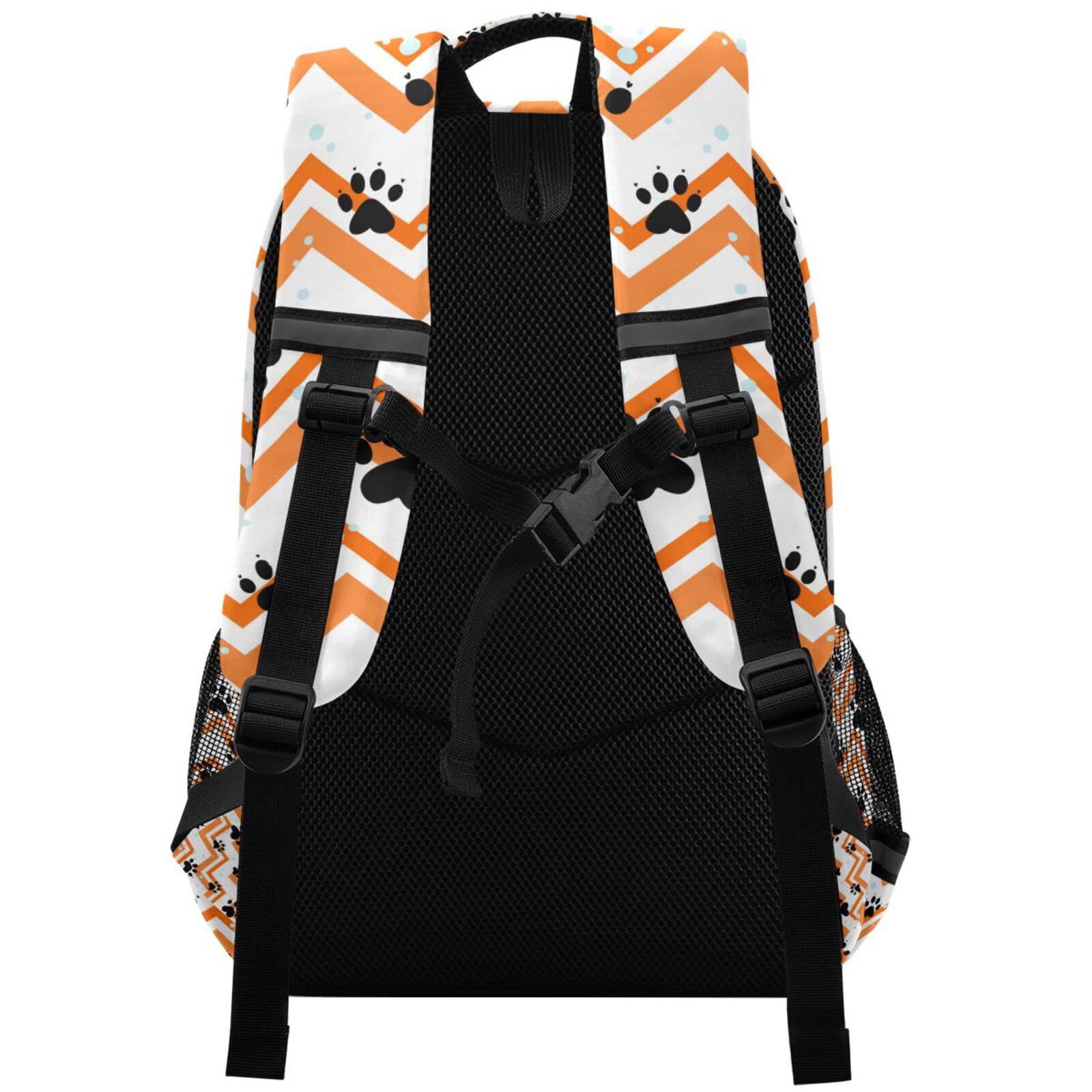 Acpiggto Laptop Backpack - Stylish Cat & Dog Paw Print Rucksack for Travel, Hiking, Gym & Camping | Durable Orange & Black Striped Daypack for Work, School & Outdoor Adventures