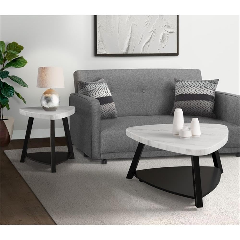Picket House Furnishings Lena White Marble Top Coffee Table - Modern Living Room Centerpiece for Home Decor & Entertaining