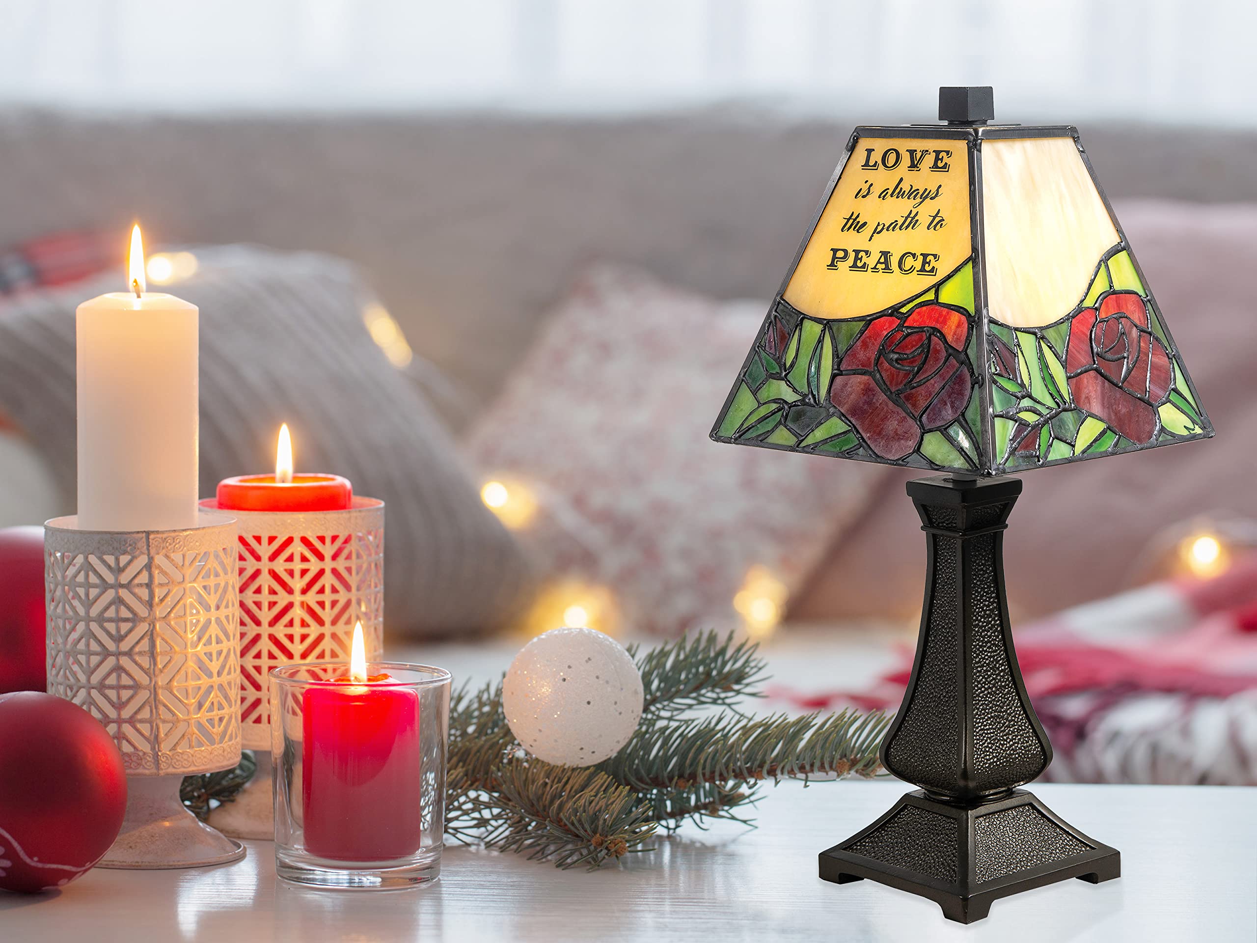 Dale Tiffany TA20258 Inspirational LED Rose Tiffany Accent Lamp in Antique Bronze - Perfect for Home Decor, Bedroom Nightlight & Romantic Gift Idea