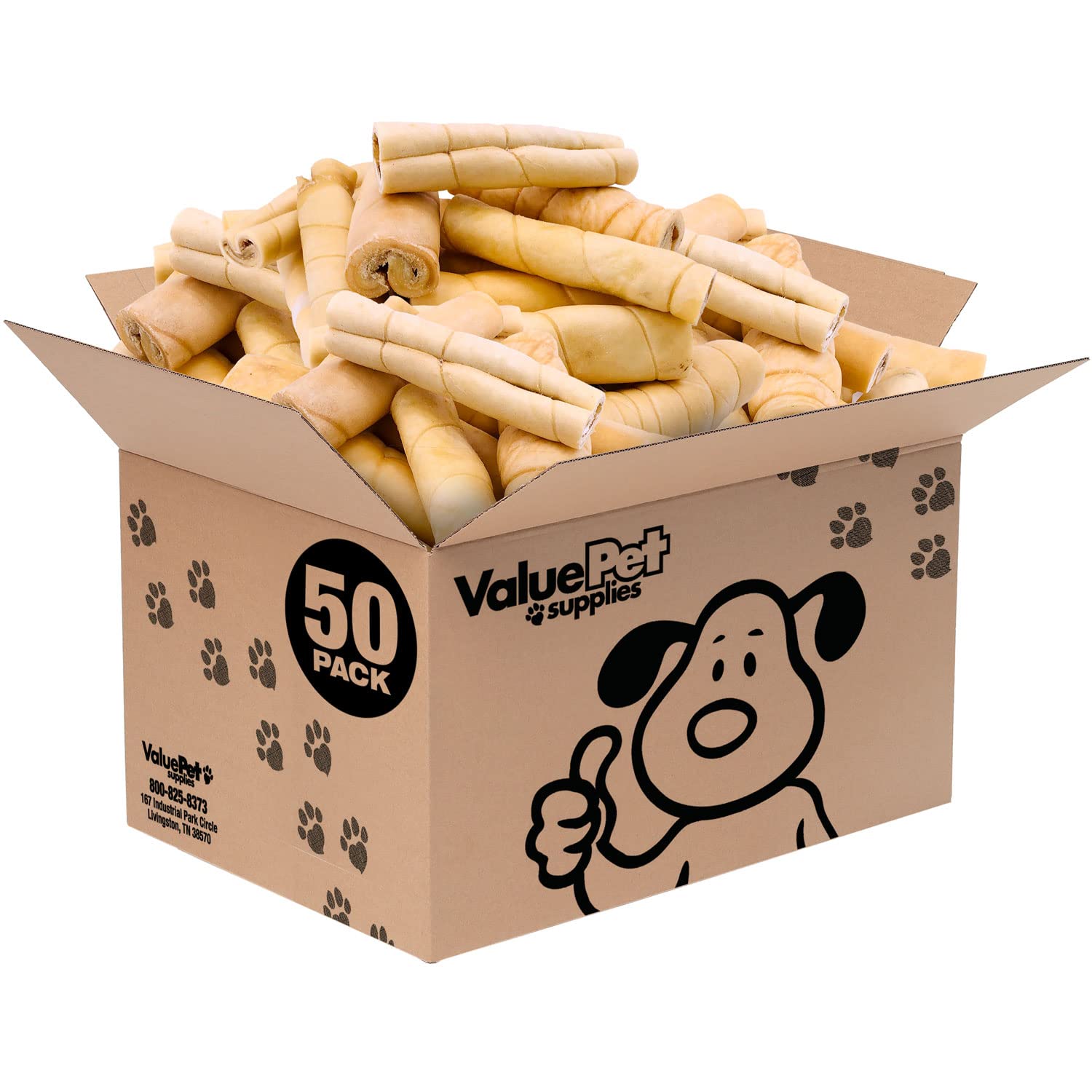 ValueBull Beef Cheek Rolls for Dogs - 50 Count Bulk Pack | Long-Lasting Natural Dog Chews (5-6 Inch Jumbo Size) | Collagen-Rich Rawhide Alternative | Single-Ingredient, Grain-Free Dog Treats | Perfect for Aggressive Chewers & Dental Health
