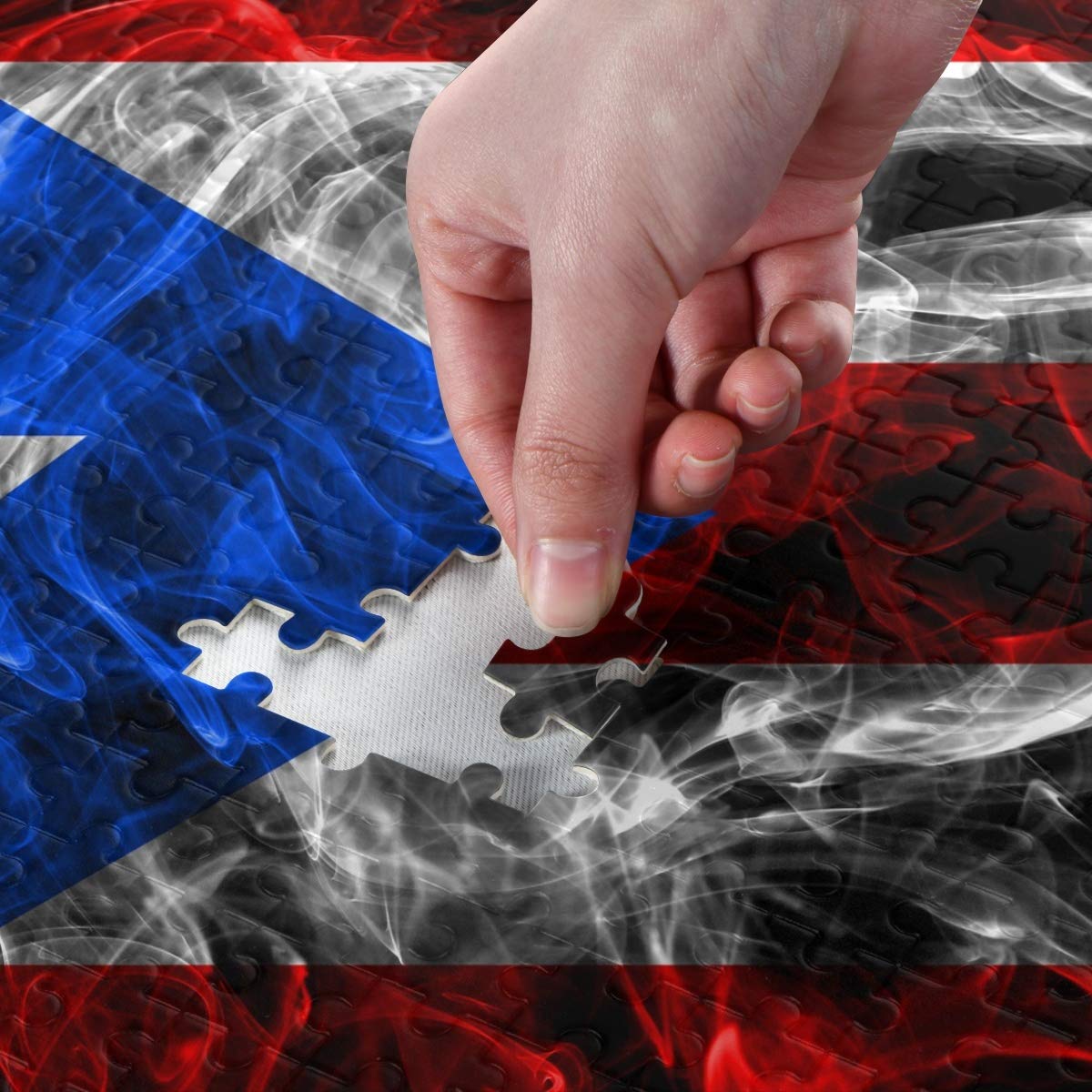500-Piece Jigsaw Puzzle for Adults & Kids - Puerto Rico Smoke Flag Puzzle Toy | Fun Family Game Night & Educational Activity for All Ages