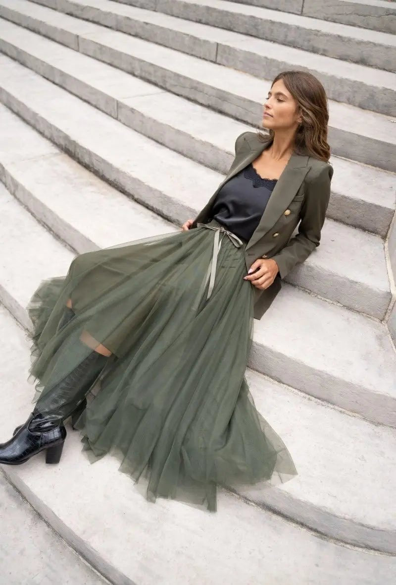 Aria Long Tulle Skirt - Elegant Flowy Maxi Skirt for Women | Perfect for Weddings, Parties & Special Occasions