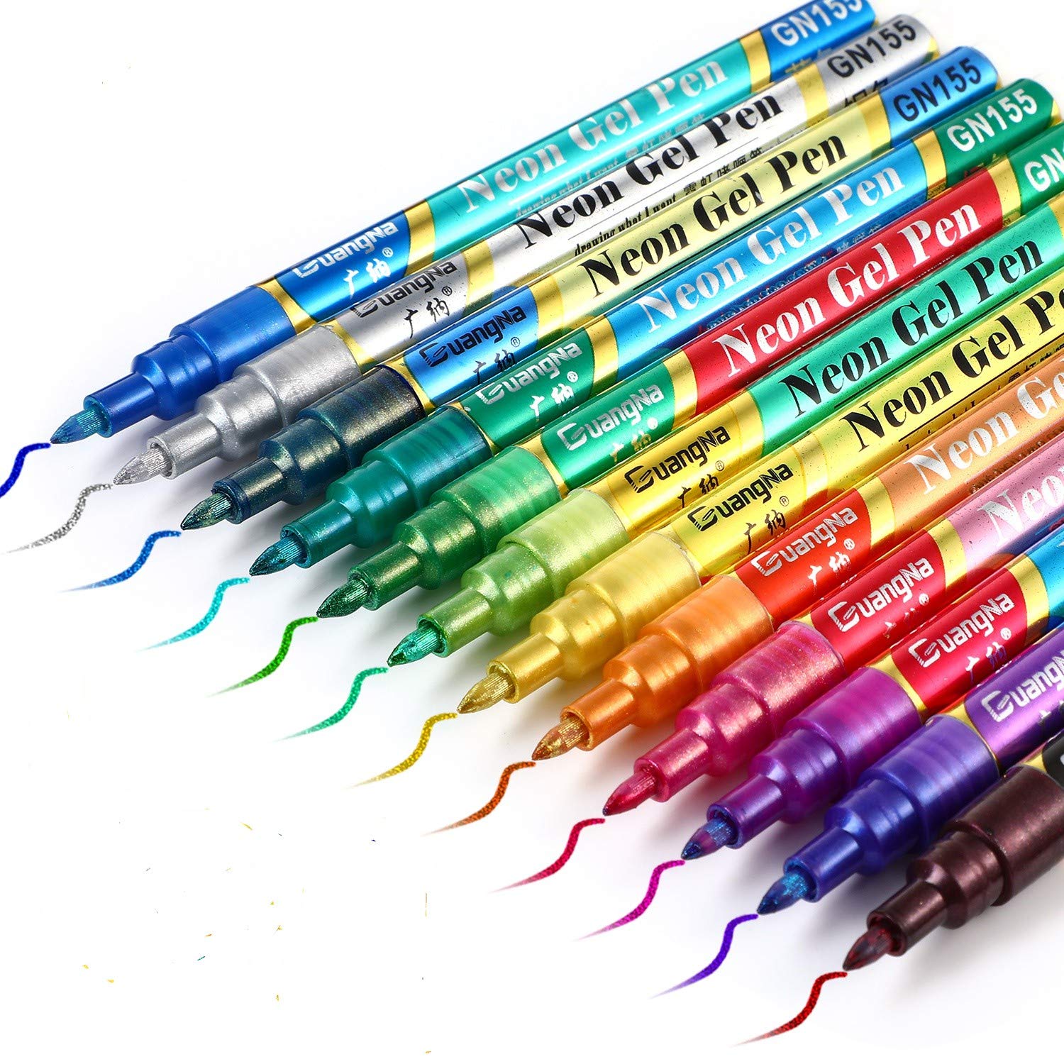 Outus 12 Colors Metallic Marker Pens - Shimmer Glitter Dual Tip Art Paint Markers for Black Paper, DIY Scrapbooking, Christmas Cards, Photo Albums & Signature Lettering | Perfect for Holiday Crafts, Gift Wrapping & Creative Journaling