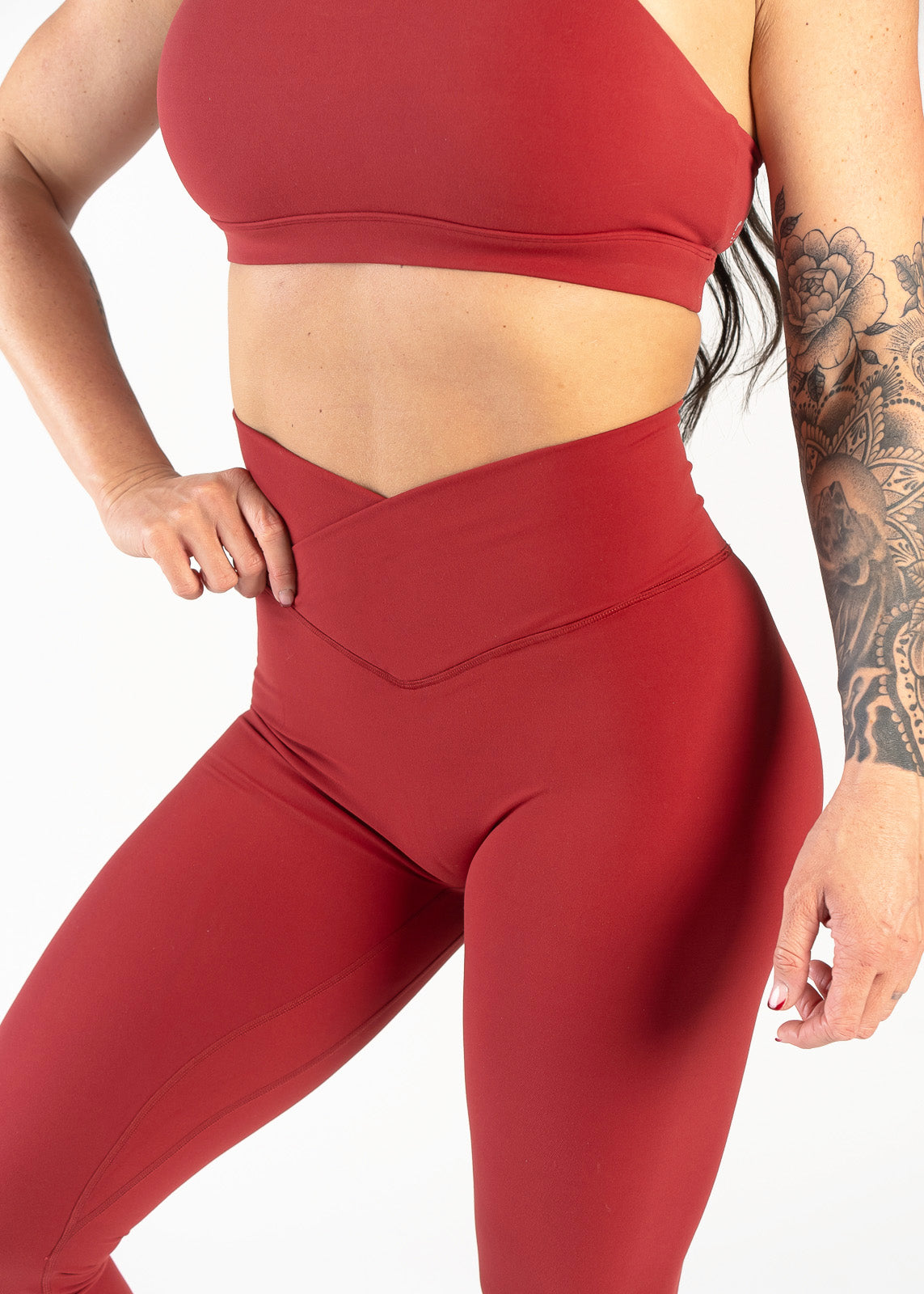 High Waist NKD Leggings with Criss Cross Waistband - Comfortable & Stylish Yoga Pants for Women | Perfect for R.E.D. Friday, Workouts & Everyday Wear