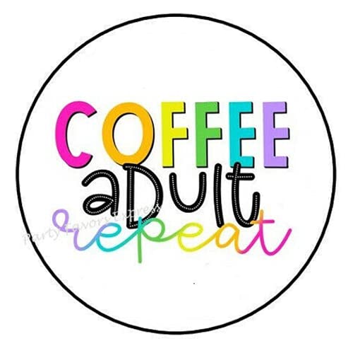 1.5 Inch Coffee Themed Stickers for Adults - 30 Pcs Reusable Envelope Seals & Labels - Perfect for Scrapbooking, Journaling, and DIY Projects (Design #AA61RK)