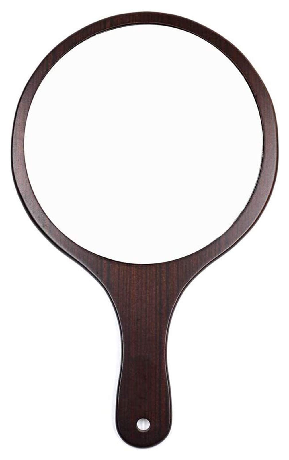 UMKY Extra Large Wooden Vanity Mirror with Princess Handle - Portable Double Sided Makeup Mirror, Handheld or Wall Mountable (Brown) - Perfect for Bedroom, Bathroom & Travel Beauty Essentials