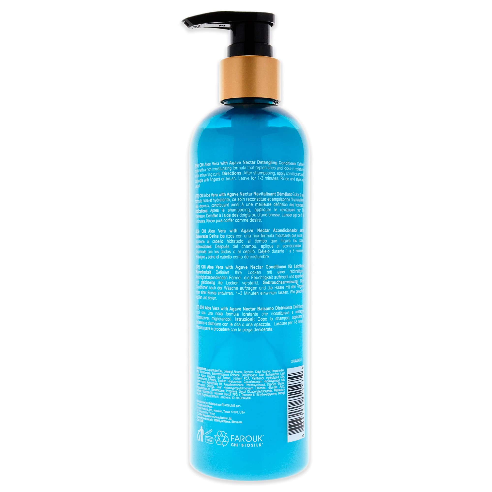 CHI Aloe Vera Detangling Conditioner for Smooth & Frizz-Free Hair - 11.5 oz (Pack of 2) - Perfect for Dry, Damaged & Curly Hair at Home or Salon Use