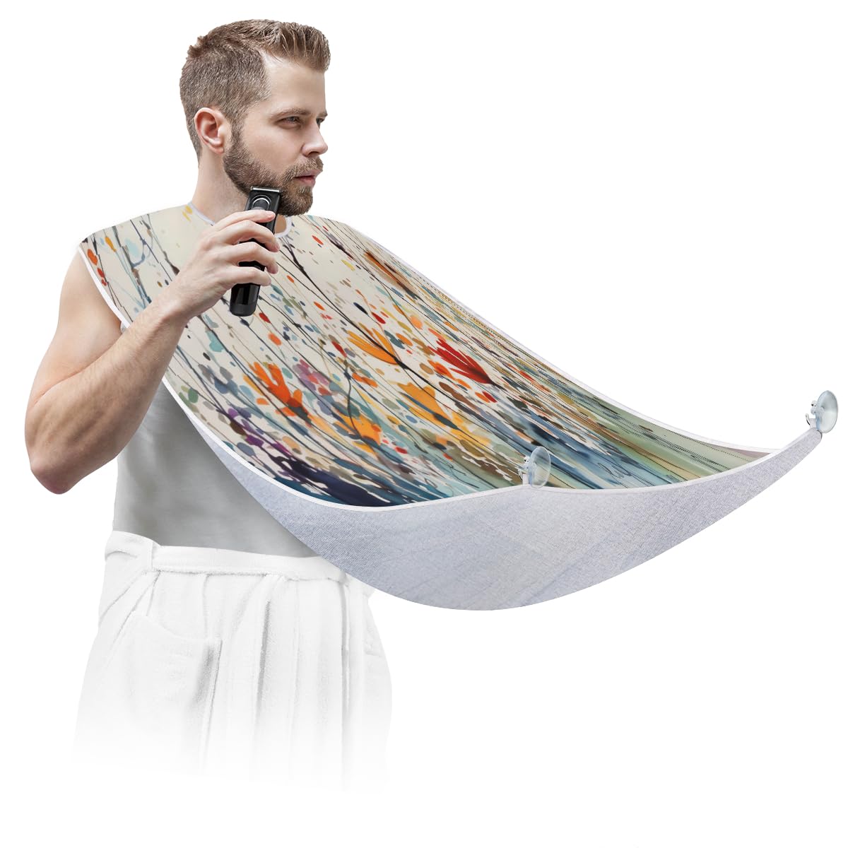 Men's Floral Graffiti Shaving Bib - Waterproof Beard Trimming Apron for Hair Dye & Makeup Protection | Sink Hair Catcher & Barber Accessories | Perfect Gift for Grooming, Salon & Home Use