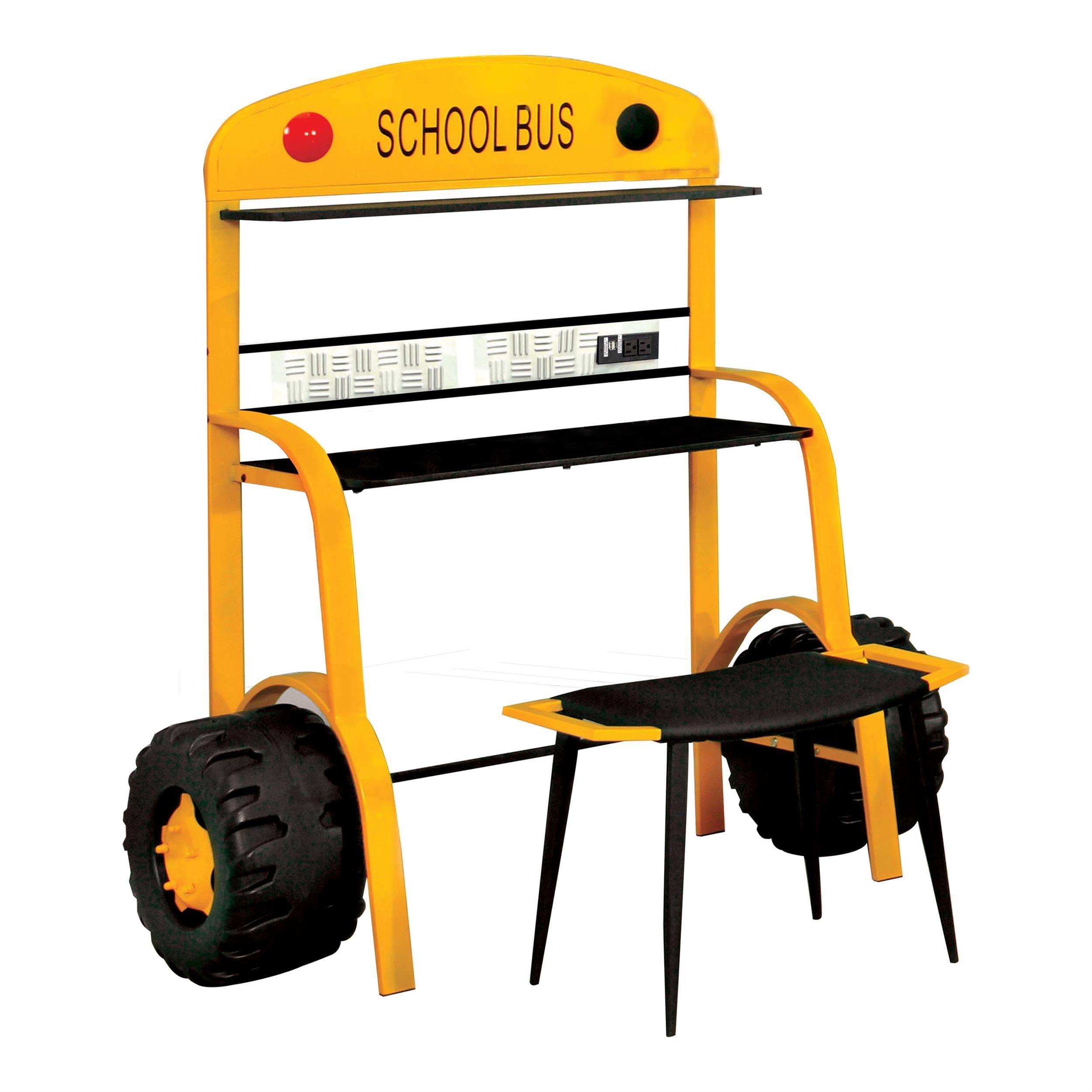 Furniture of America Rowell Novelty Metal Kids Desk with Stool in Yellow - Perfect for Study, Homework & Creative Play in Bedroom or Playroom