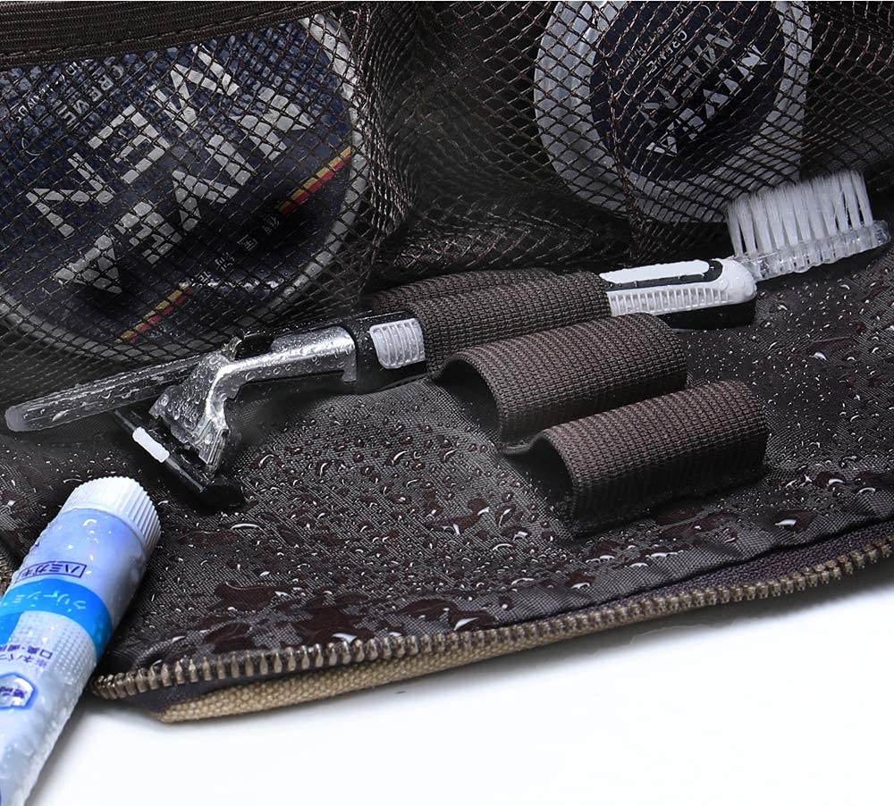 Men's & Women's Leather-Trim Canvas Toiletry Bag - Travel Dopp Kit with YKK Zipper for Gym & Vacation