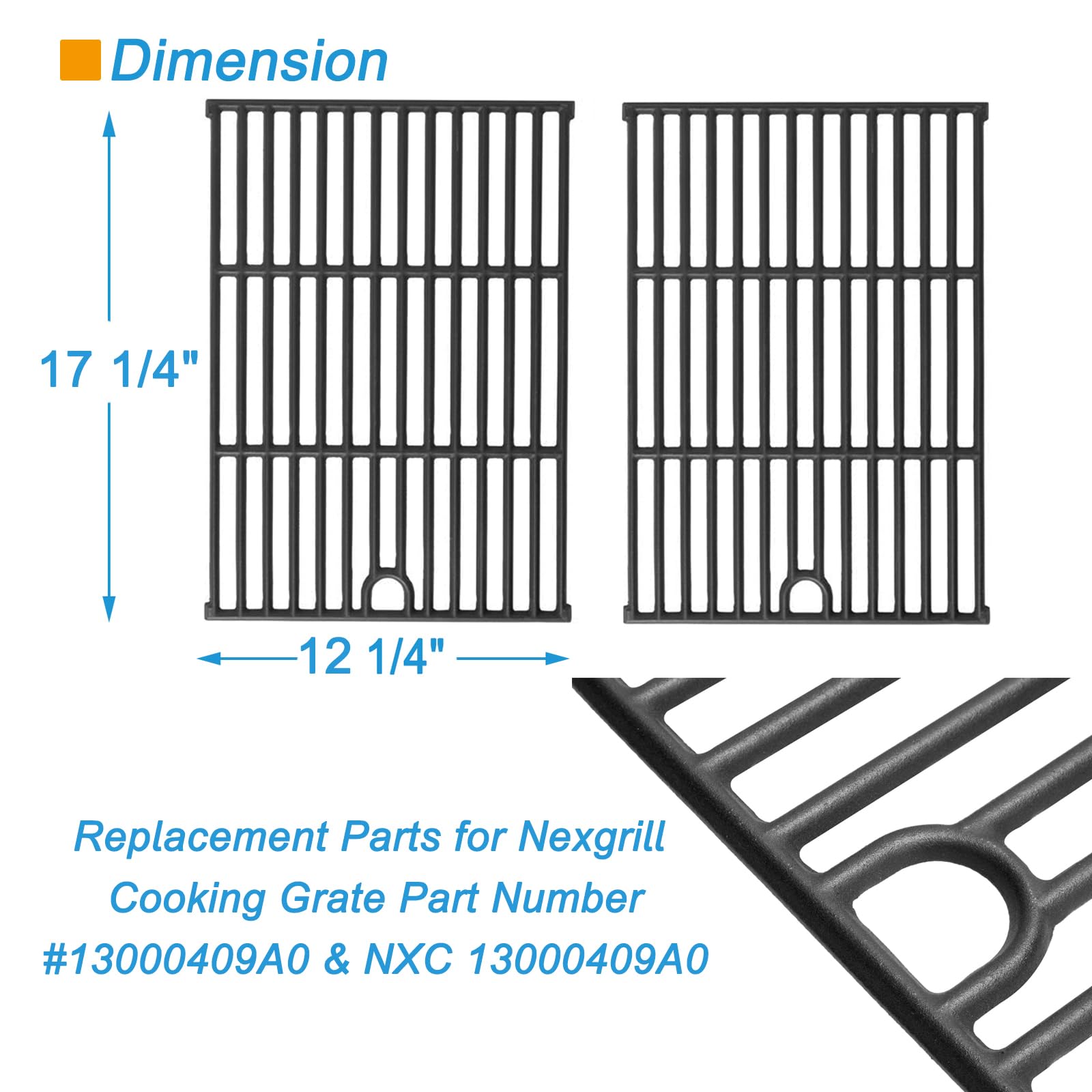 Nexgrill 4 Burner Grill Replacement Parts - Compatible with Models 720-0925, 720-0925P, 720-0925PG, 720-0340, 720-0718A & Charbroil 463352521, 463351021 - Durable Stainless Steel Cooking Grates for Outdoor BBQ, Grilling, and Backyard Parties